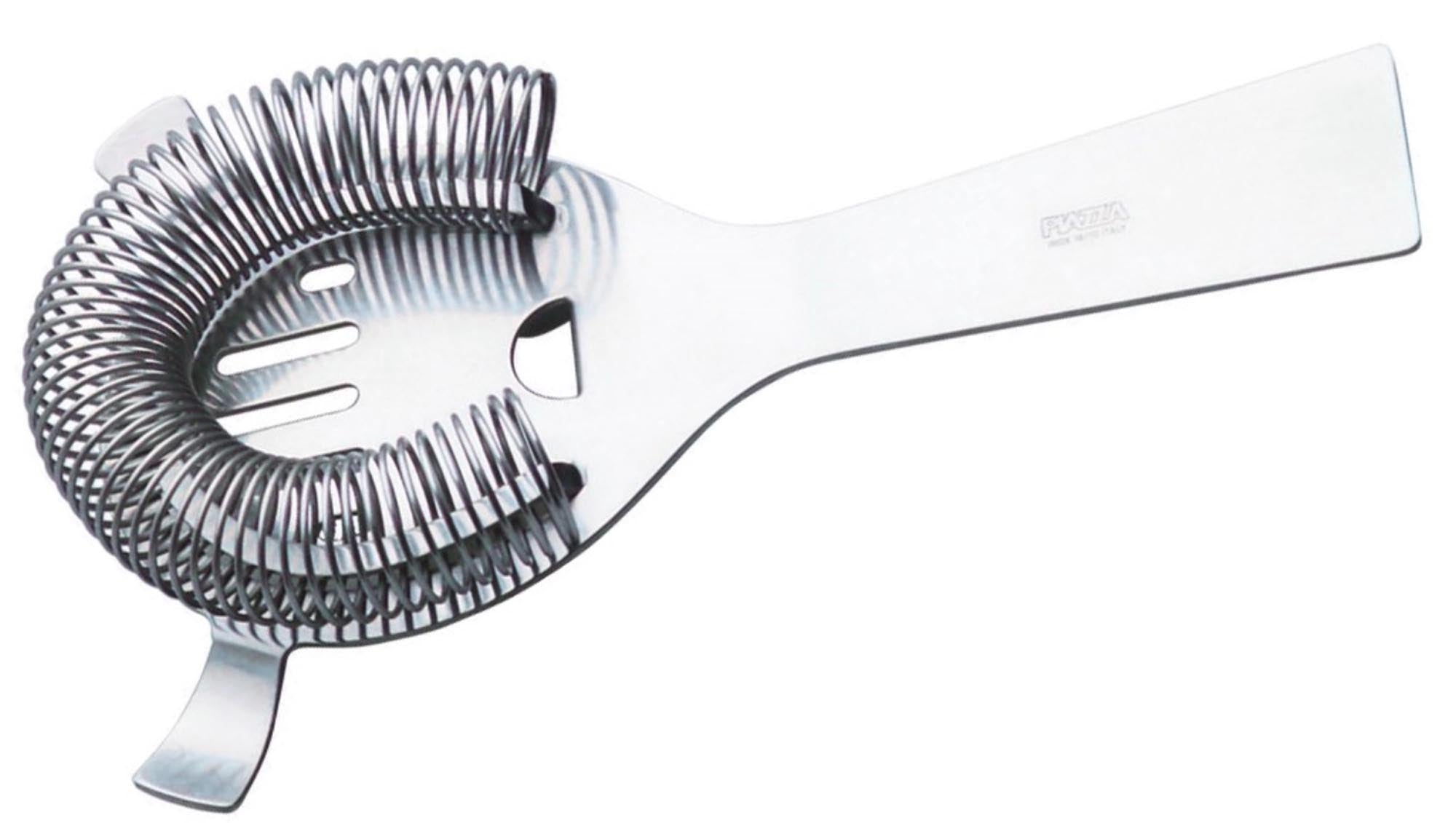 Cocktailsieb aus robustem Edelstahl mit feiner Spirale und ergonomischem Griff, perfekt zum präzisen Abseihen von Mixgetränken.