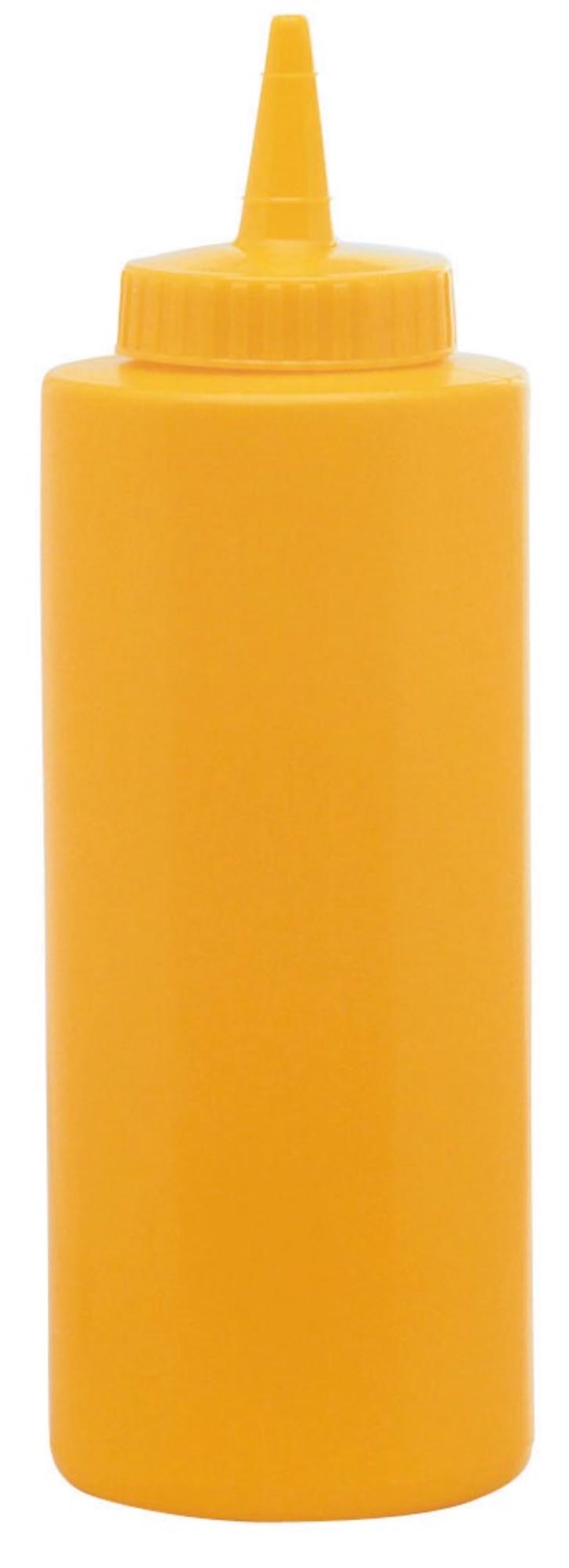 Gelber Saucen Dispenser 0.708lt von Piazza: Praktisch, durchsichtig, präzise Dosierung, spülmaschinenfest, ideal für Ketchup & Dressings.