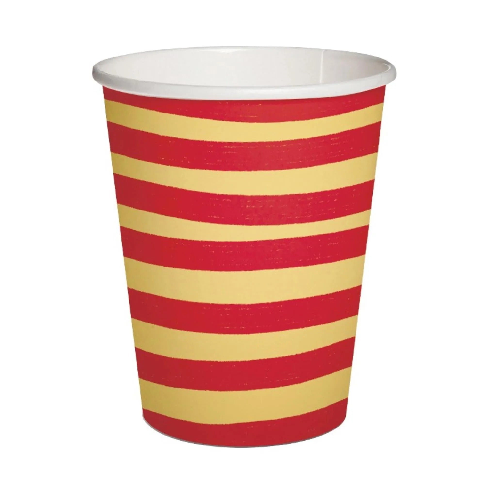 Charmante Pappbecher in Beige/Rot, 0.25l, ideal für Partys. Umweltfreundlich, stilvoll, biologisch abbaubar. Ein Hingucker für jeden Tisch.