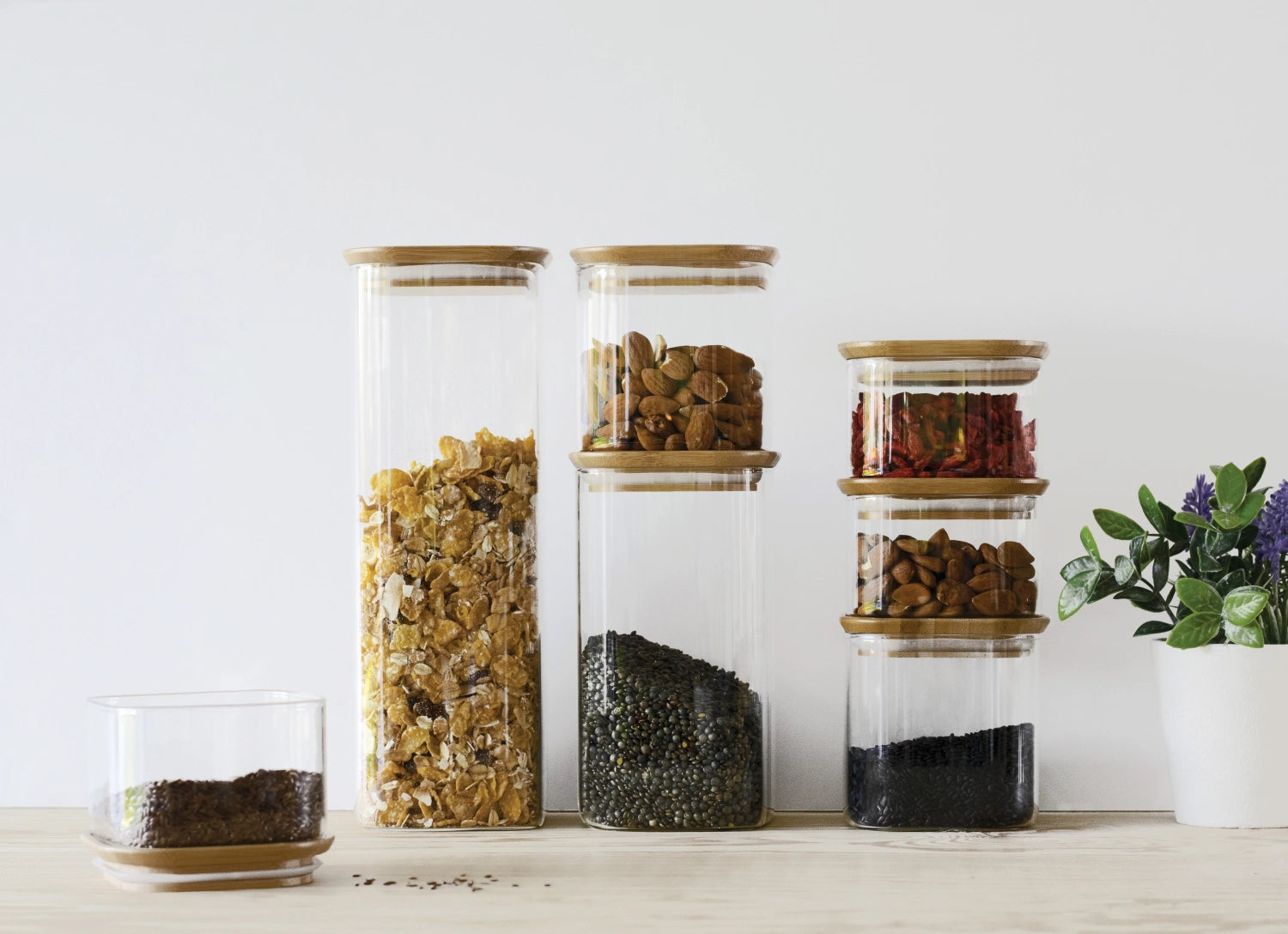 Pebbly Vorratsglas mit Bambusd., 2.2 l, 11x11x30cm