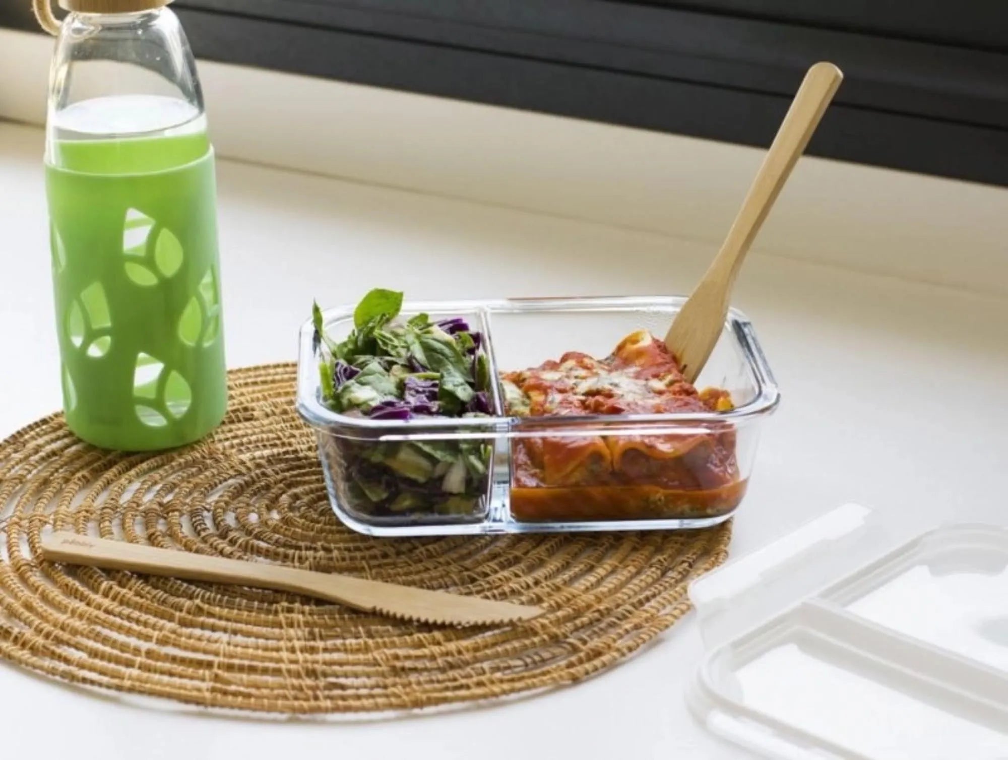 Pebbly Glas-Lunchbox 950ml: Umweltfreundlich, vielseitig, kompakt.