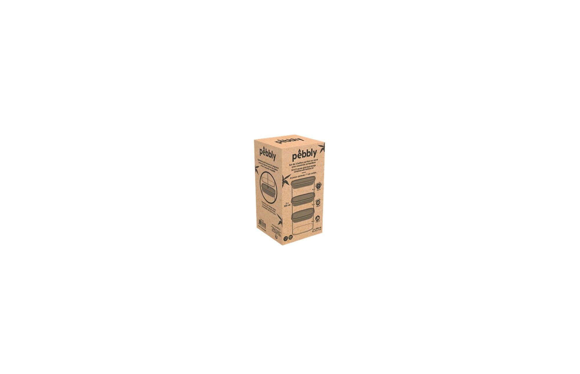Set of 3 <tc>Pebbly</tc> Storage jar with bamboo lid 0.5lt