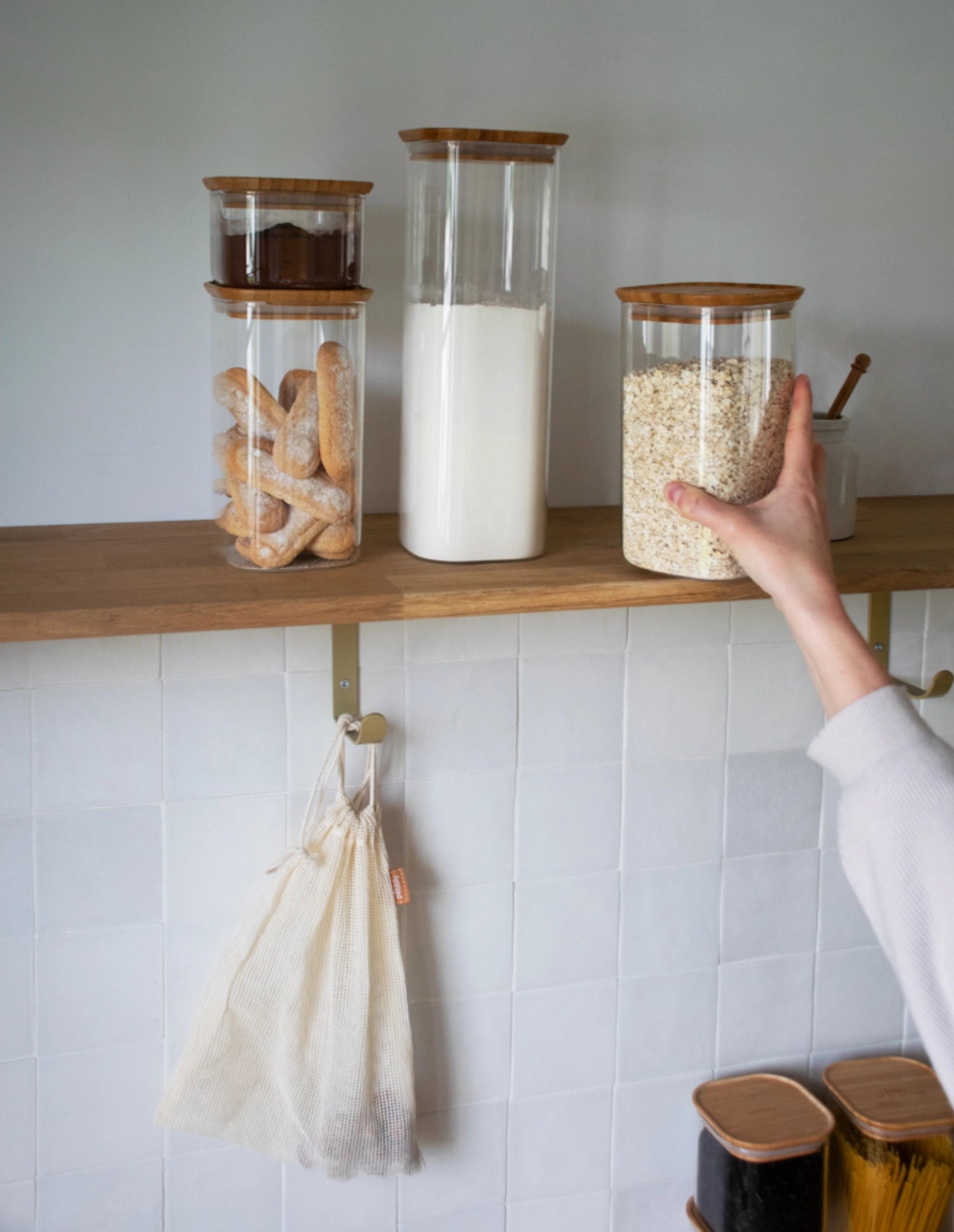 Pebbly Vorratsglas mit Bambusd. 0.5l, 11x11x7cm