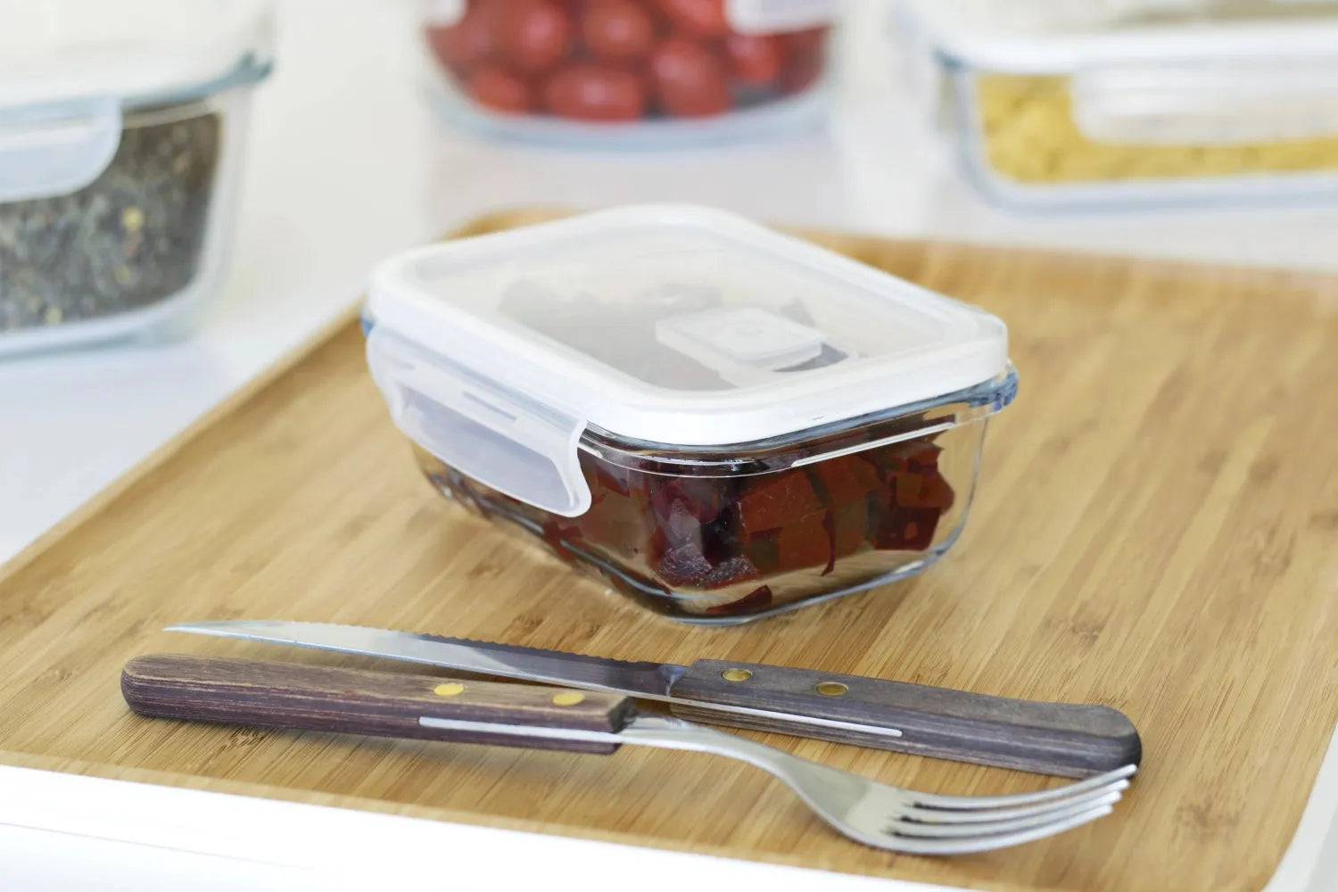 Pebbly 40cl Glasbehälter: Rechteckig, mit smartem Frischeventil.