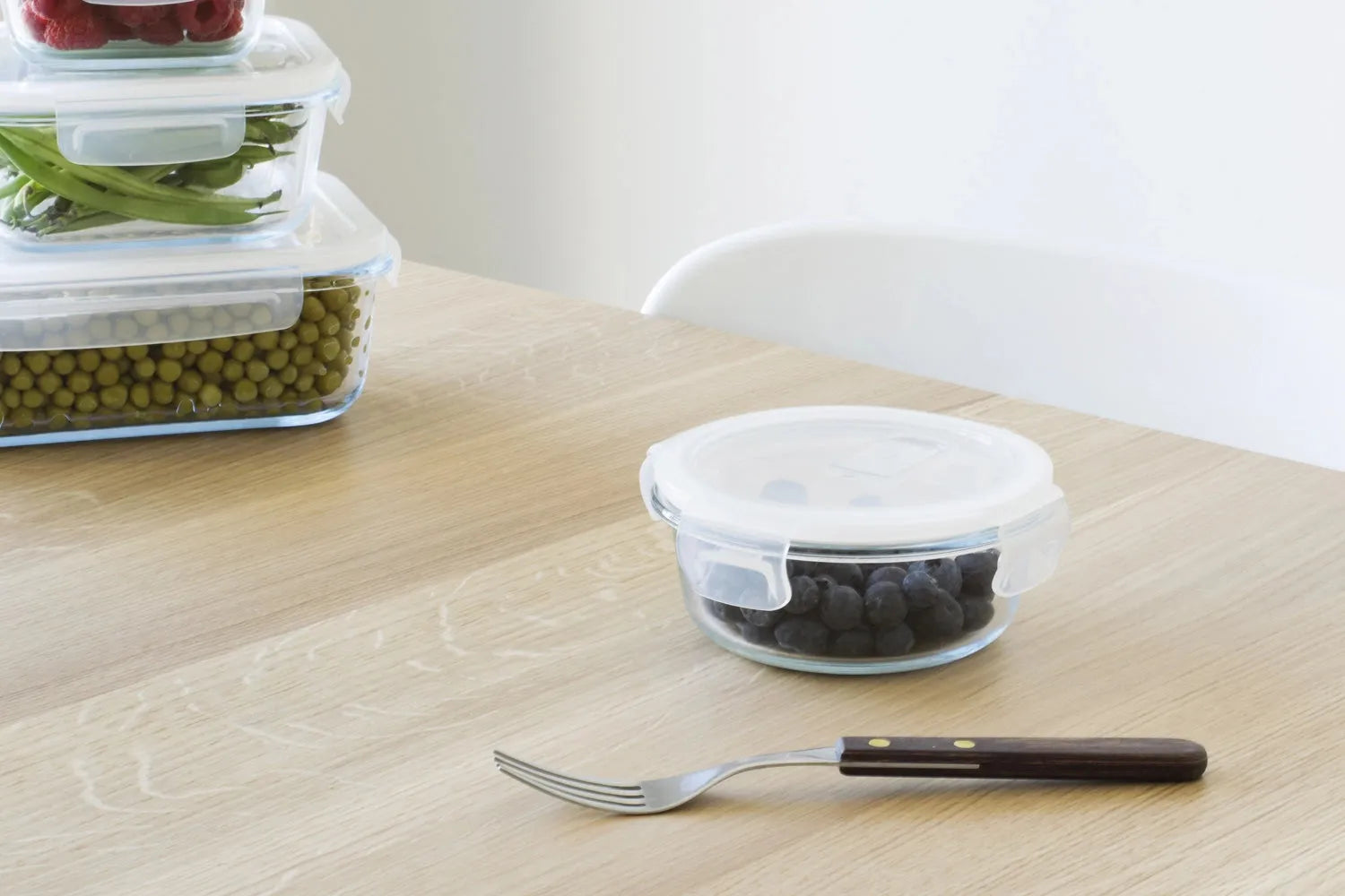 Pebbly runde Glasdose 40cl: Frische bewahren mit Ventil-Design.