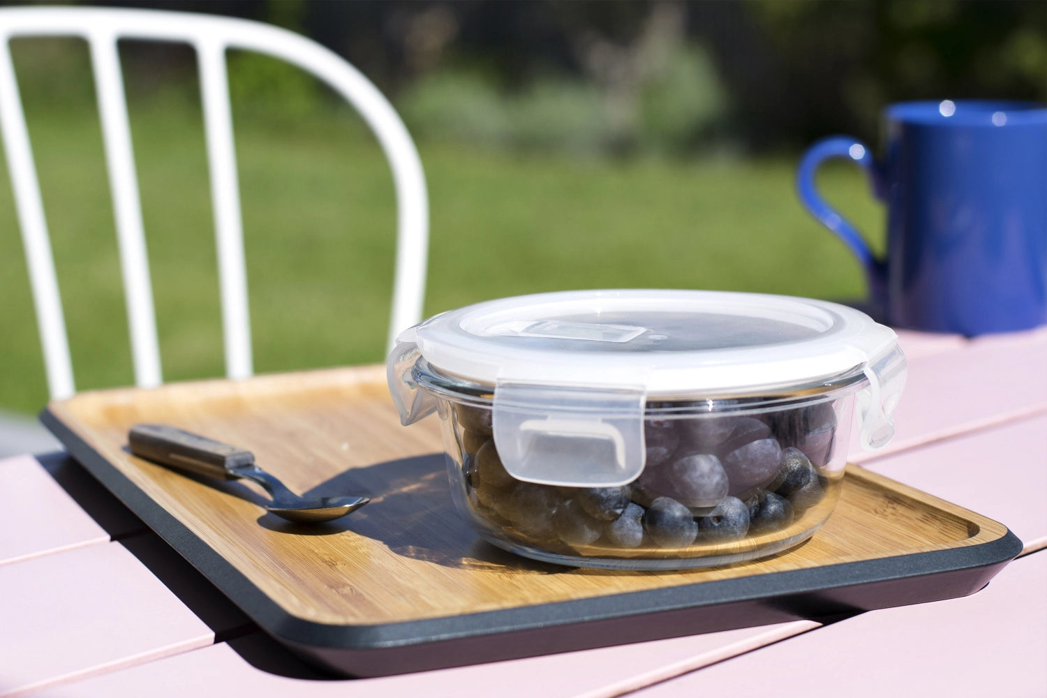 <tc>Pebbly</tc> Glass storage jar with valve, round 40cl