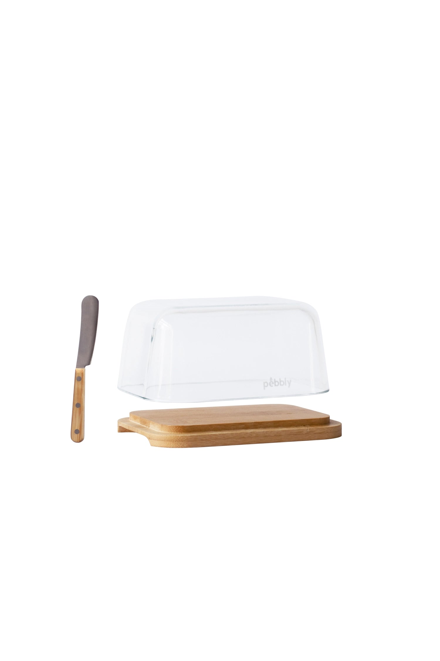 Pebbly Bambus Butterdose 13.5x9.5x6.5cm inkl. Buttermessr