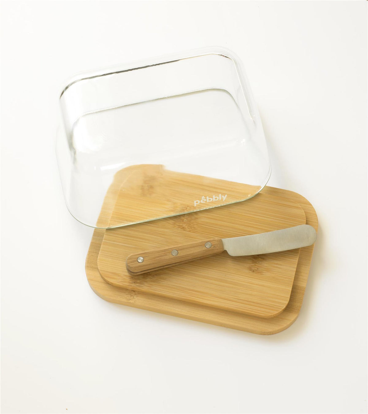 Pebbly Bambus Butterdose 13.5x9.5x6.5cm inkl. Buttermessr in Braun präsentiert im Onlineshop von KAQTU Design AG. Aufbewahrungsdose ist von Pebbly