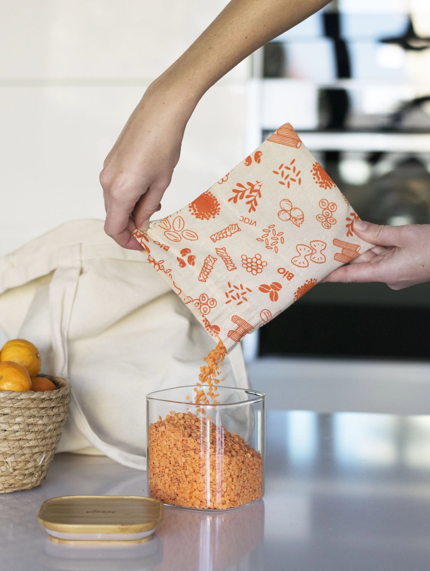 Pebbly Borsa in cotone biologico S rossa, 15x20cm