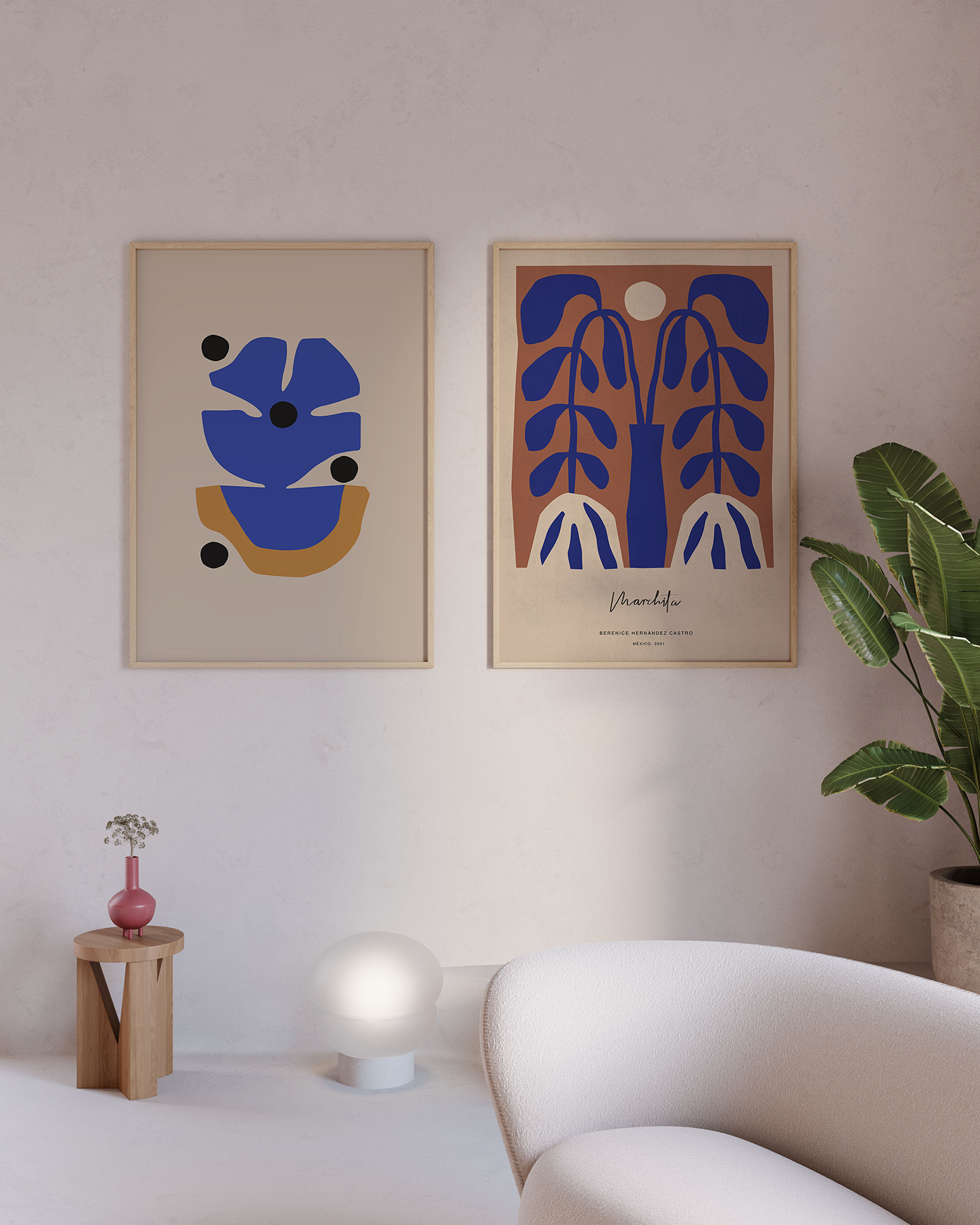Flor Azul  in Blau / Beige / Orange präsentiert im Onlineshop von KAQTU Design AG. Bild ist von Paper Collective