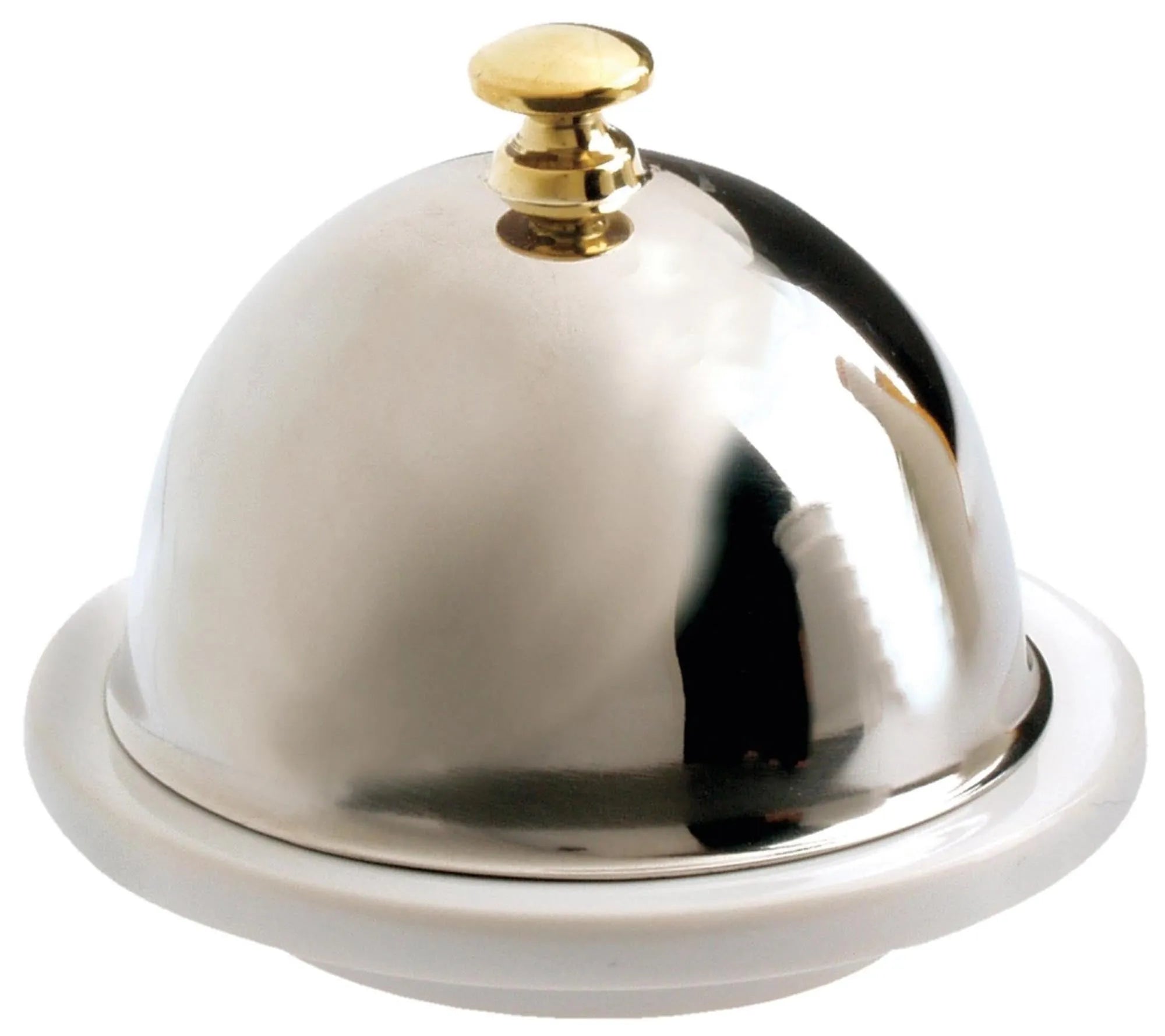 Eleganter Butterteller von Revol: Weißes Porzellan, Ø 9 cm, mit Edelstahldeckel. Stilvoll, robust, ideal für jede Küche.