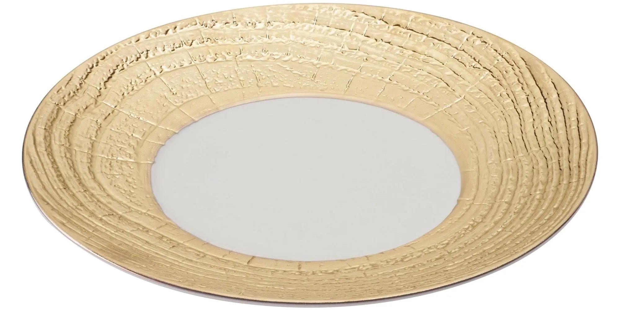Eleganter Revol Teller: Elfenbein/Gold, Ø 31 cm, H 3.4 cm. Perfekt für stilvolle Präsentationen. Hochwertiges Porzellan.