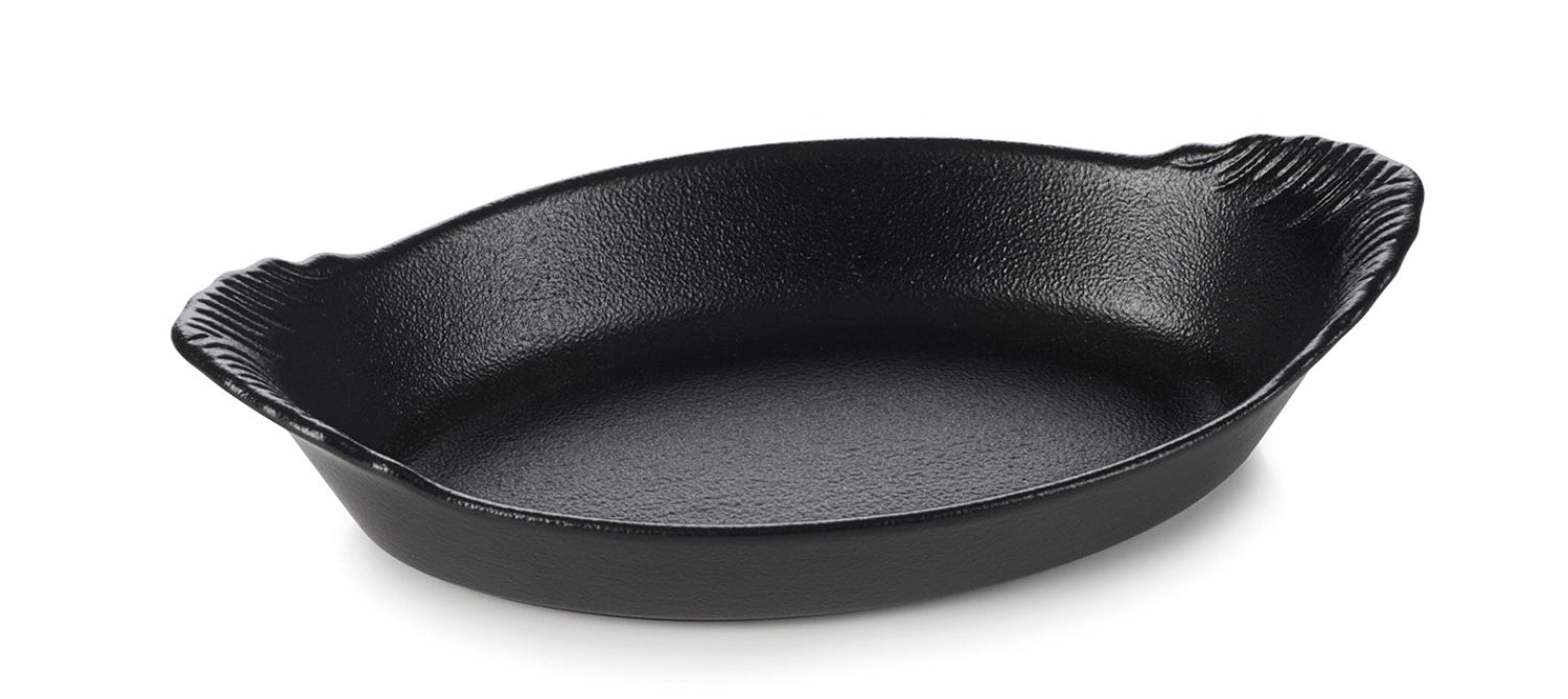 Bol de gratin ovale avec poignées, 20x11x4 cm, look en fonte