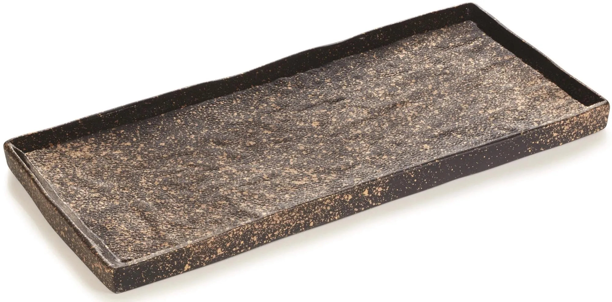 Elegante Solstice Platte Gold-Kosmos von Revol: 30x13.5x1.6 cm, hochwertige Keramik, robust, stilvolles Design, luxuriöses Esserlebnis.
