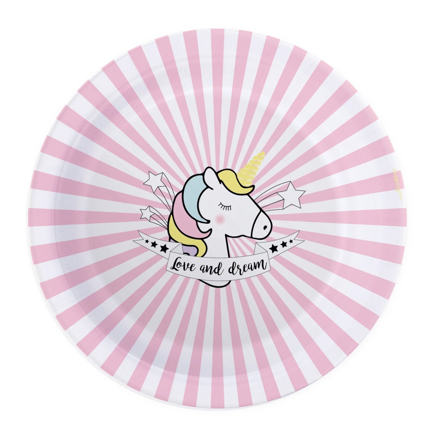 8 Stk. Teller Karton Einhorn D23cm