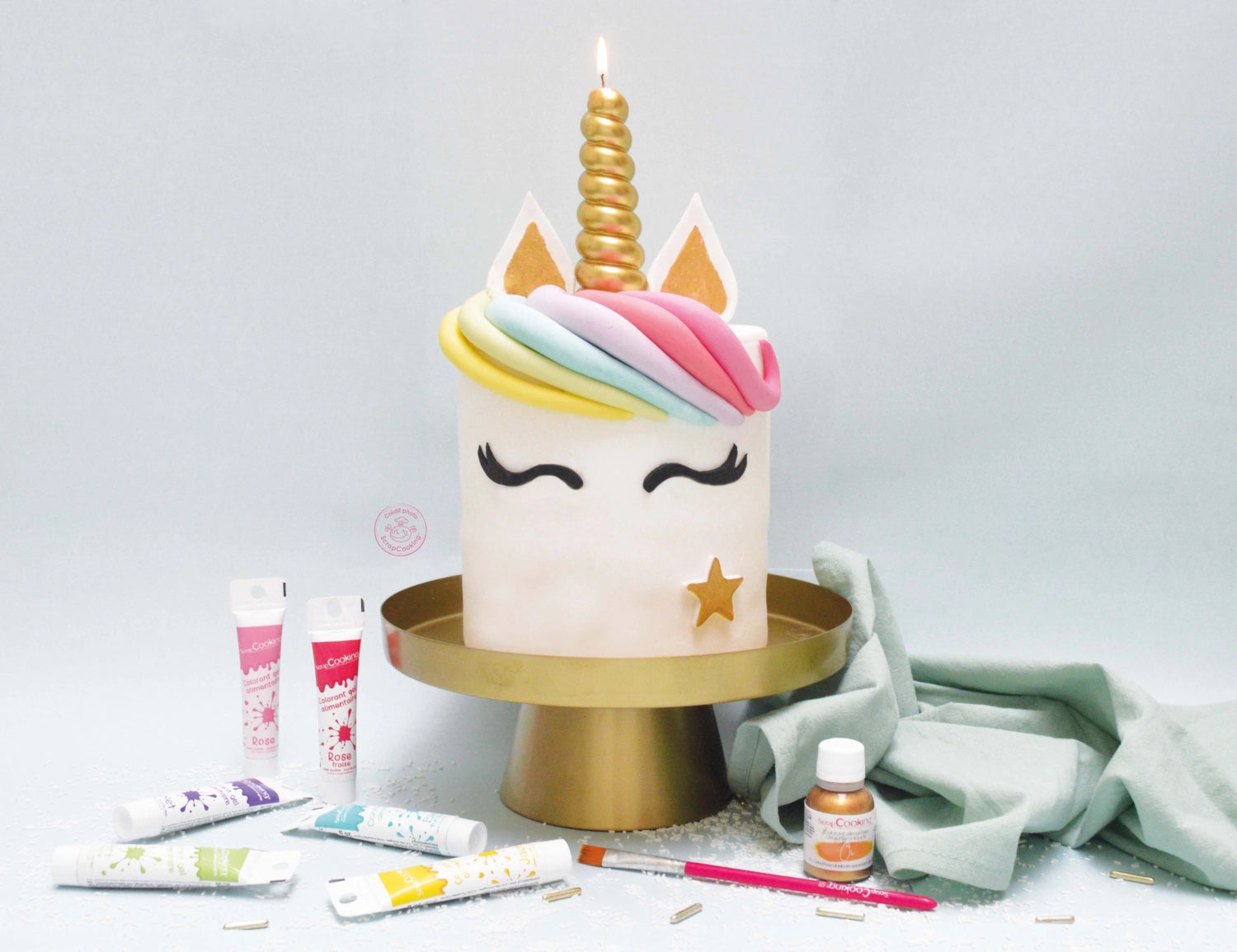 Kerze XXL Einhorn-Horn gold