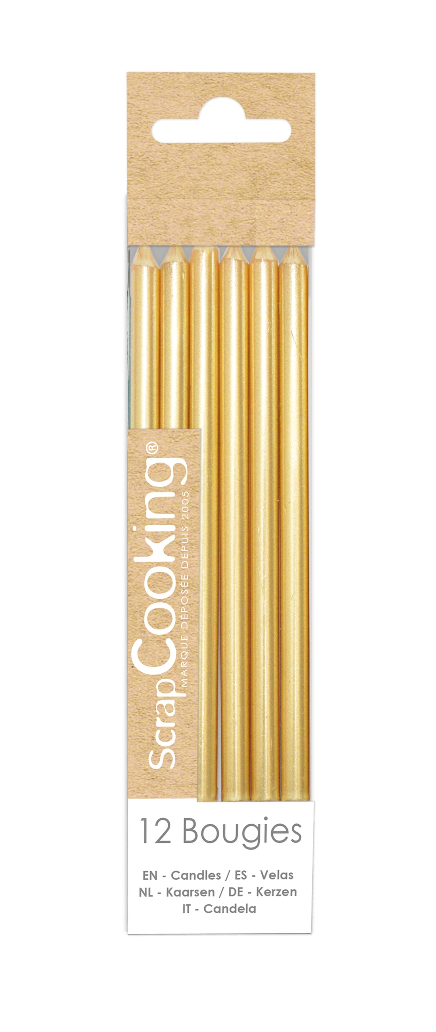 12 bougies de set Long Gold 12cm