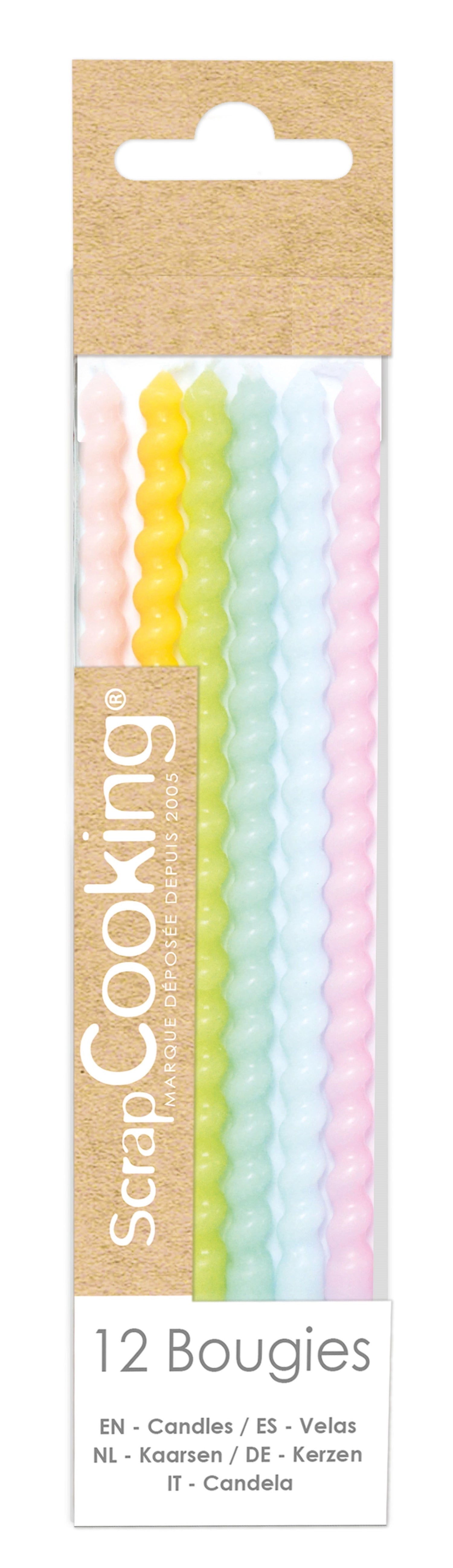 Set of 12 candles twisted long