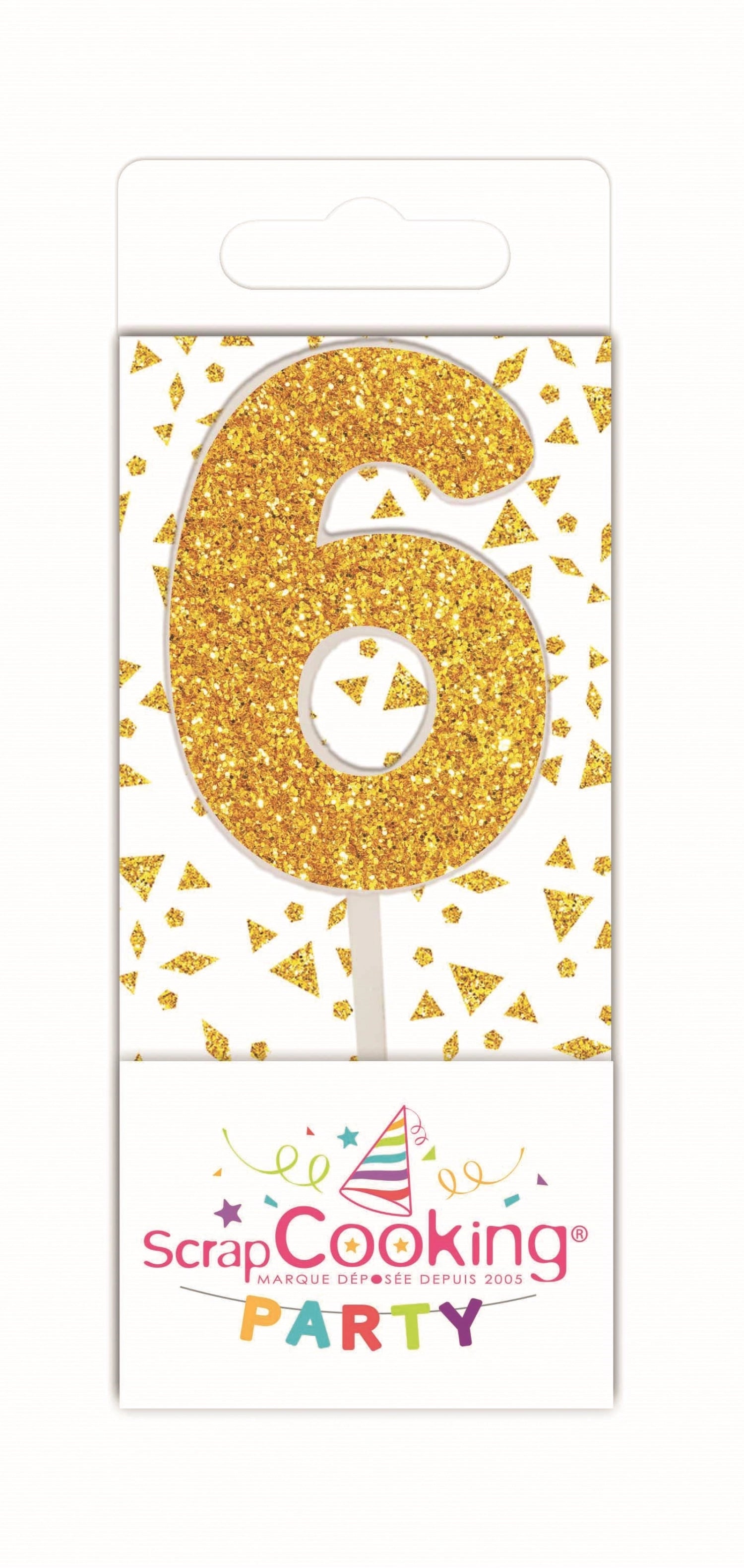 Mini Kerze Nummer 6 gold