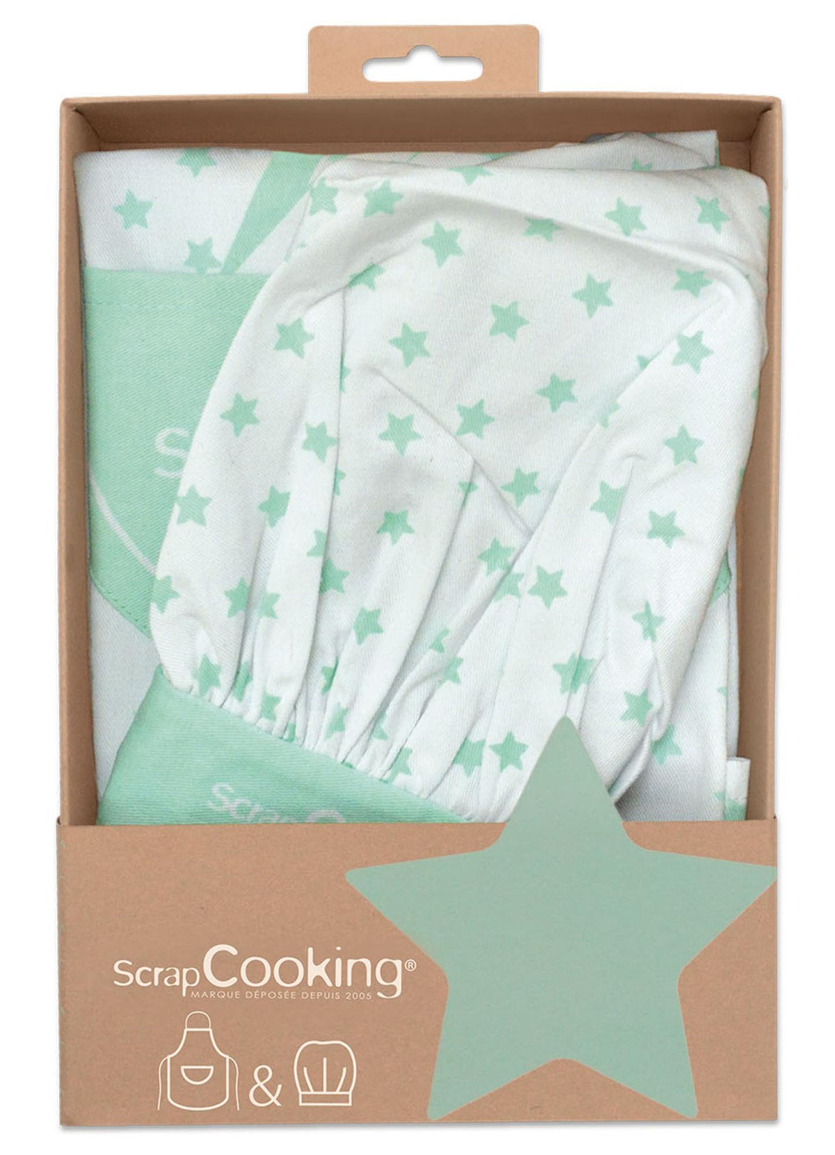 Kochschürze u. Mütze Sterne 4-10 Jahre Baumwolle in Weiss präsentiert im Onlineshop von KAQTU Design AG. Backutensilien ist von Scrap Cooking