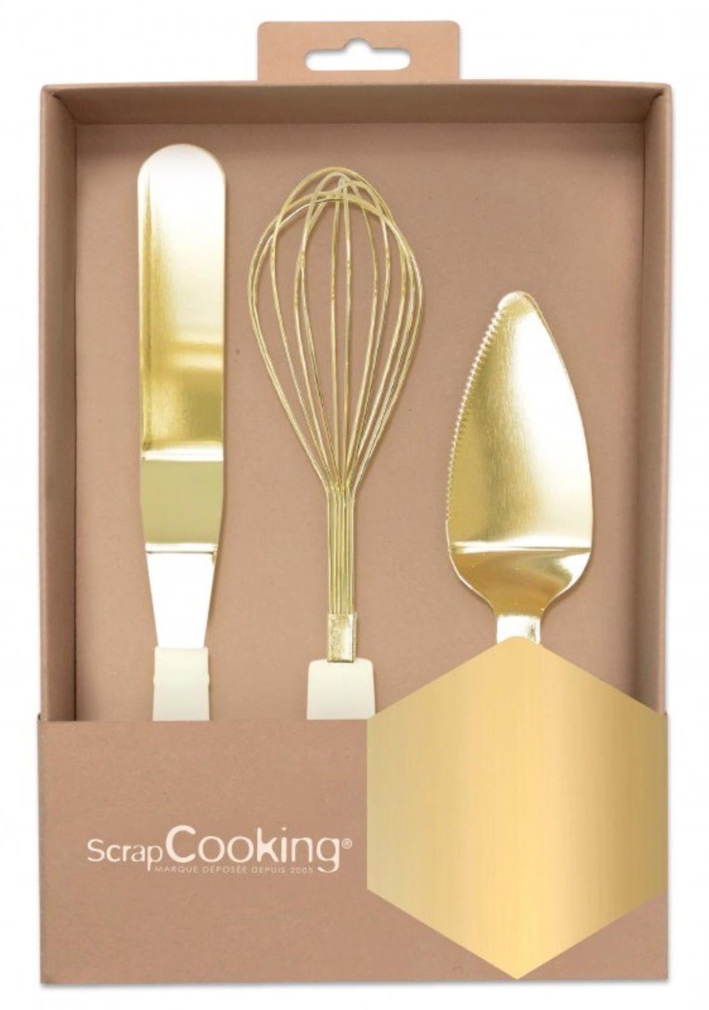 Exklusives 3er-Set goldener Backutensilien von Scrap Cooking.