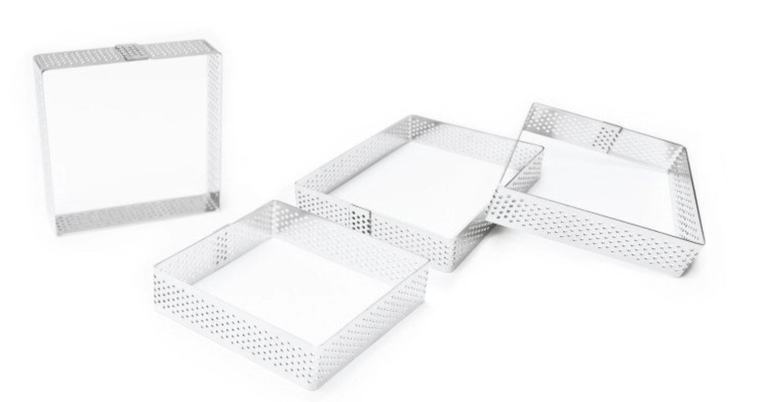 4er Set Tortenringe perforiert quadratisch 8x8cm