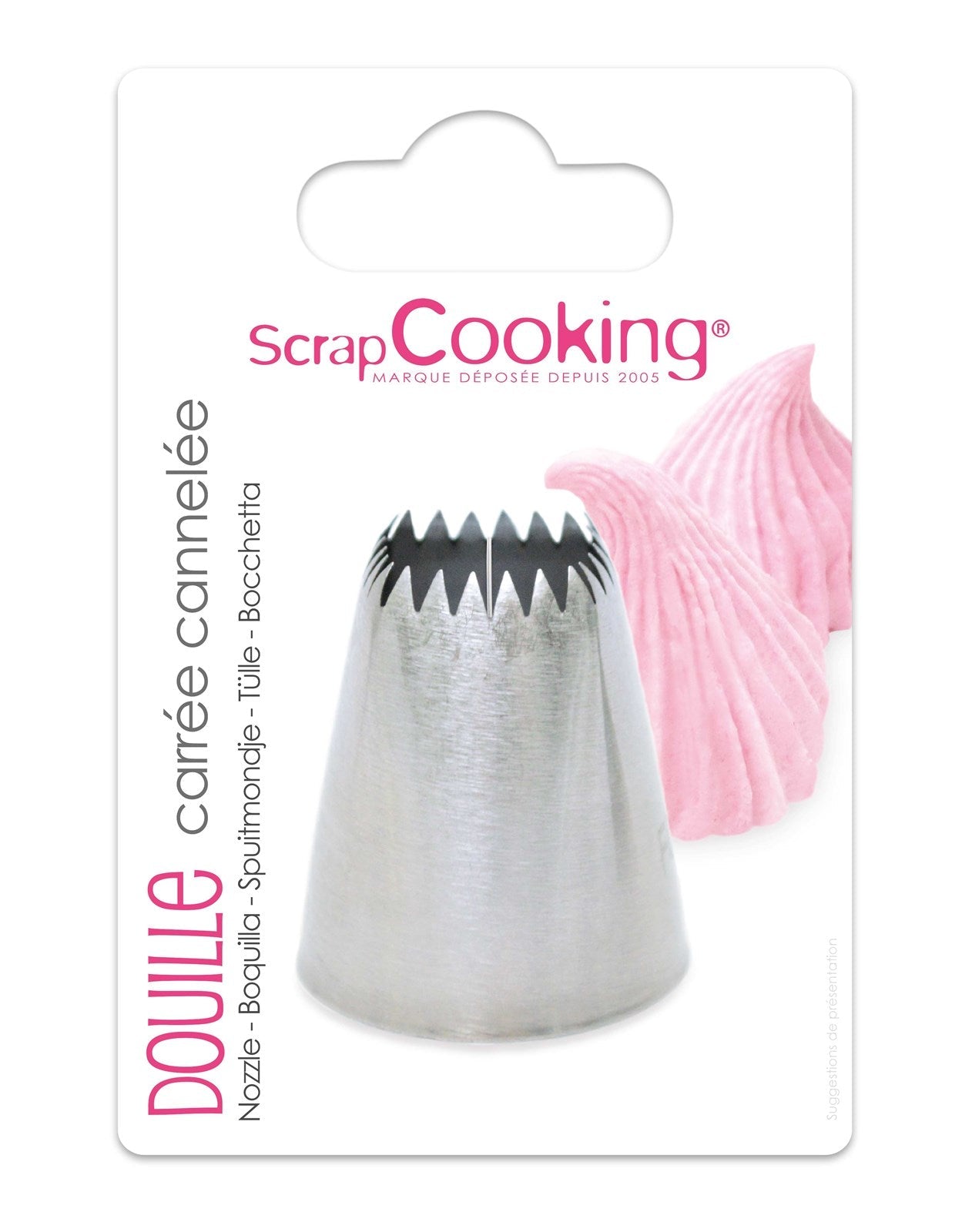 Edelstahl-Sterntülle von Scrap Cooking für perfekte Tortendekoration.