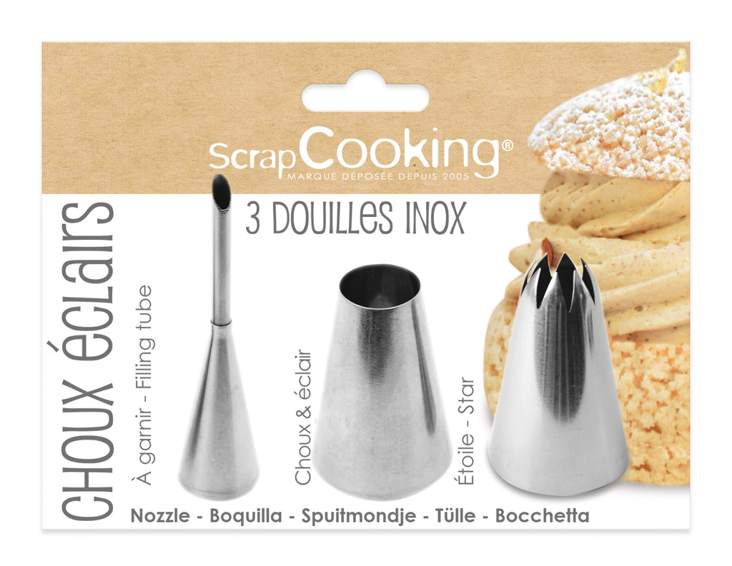 Scrap Cooking 3er Set Edelstahltüllen Éclairs