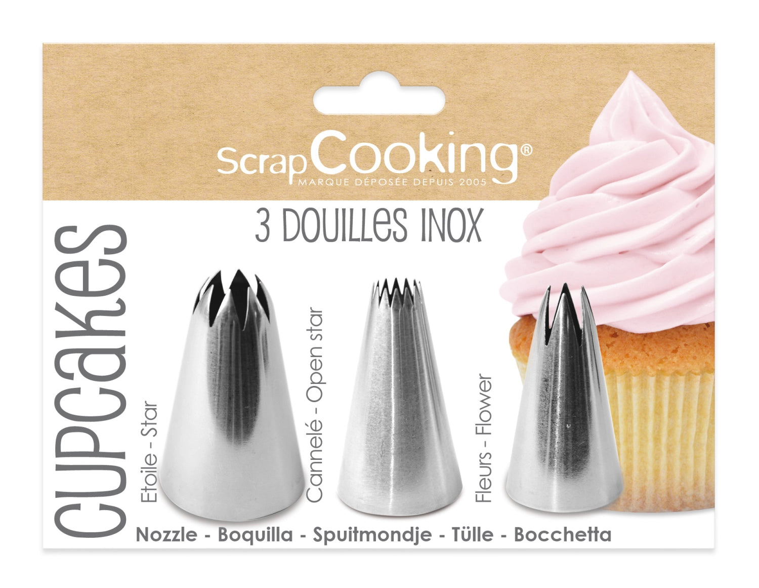 3 set di tazze in acciaio inossidabile cupcakes