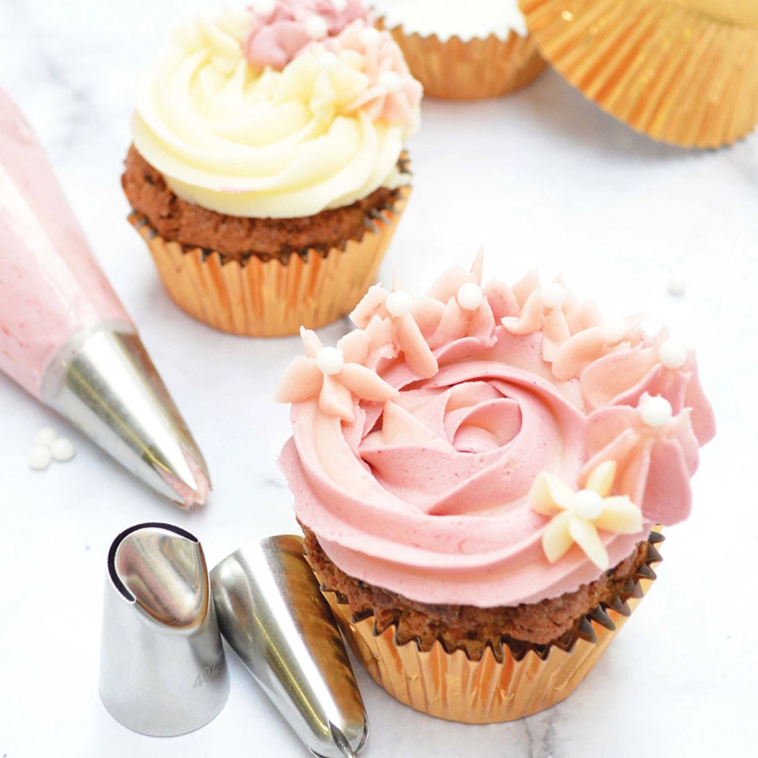 3 set di tazze in acciaio inossidabile cupcakes