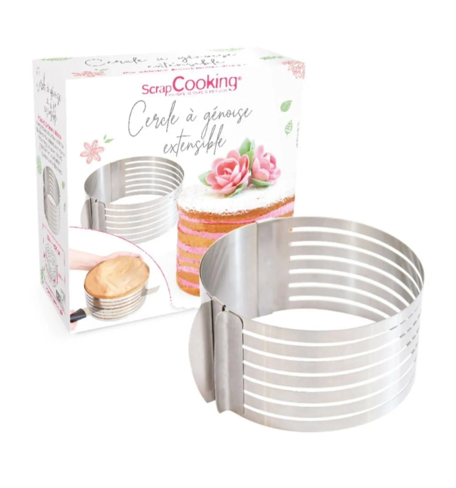 Edelstahl-Backform, rund, 16-20cm, höhenverstellbar, von Scrap Cooking.