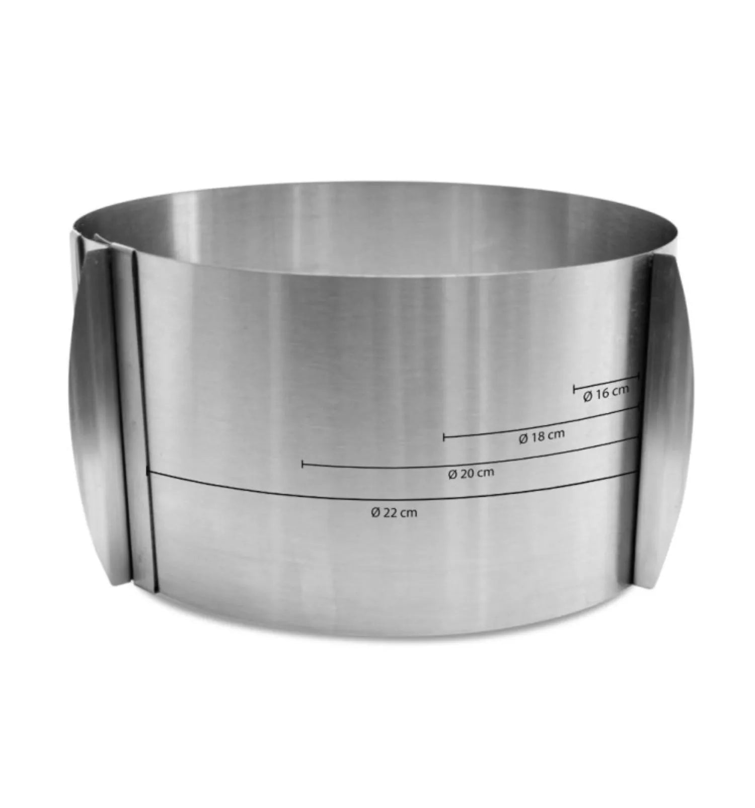 Runde Edelstahlbackform 15-23cm, flexibel für vielseitiges Backen.