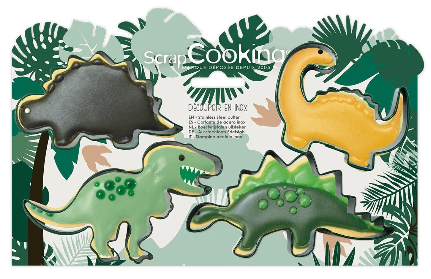 4-tlg. Set Ausstecher Dino in Grün präsentiert im Onlineshop von KAQTU Design AG. Ausstecher ist von Scrap Cooking