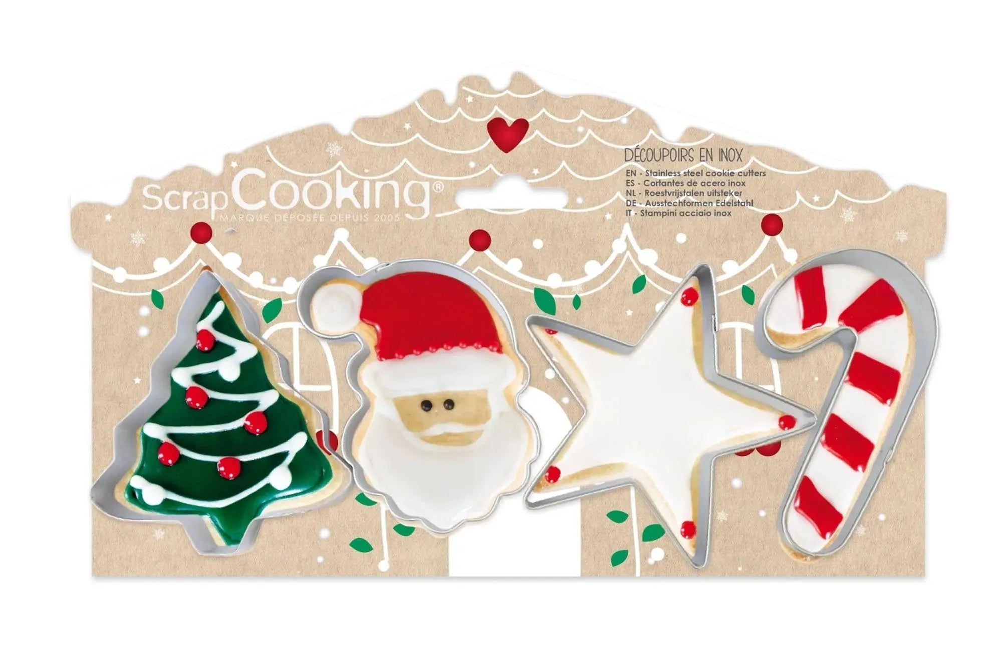 4er Set Ausstecher Weihnachten von Scrap Cooking: Edelstahl, präzise Formen, festliche Designs – ein Must-Have für kreative Weihnachtsbäckerei!
