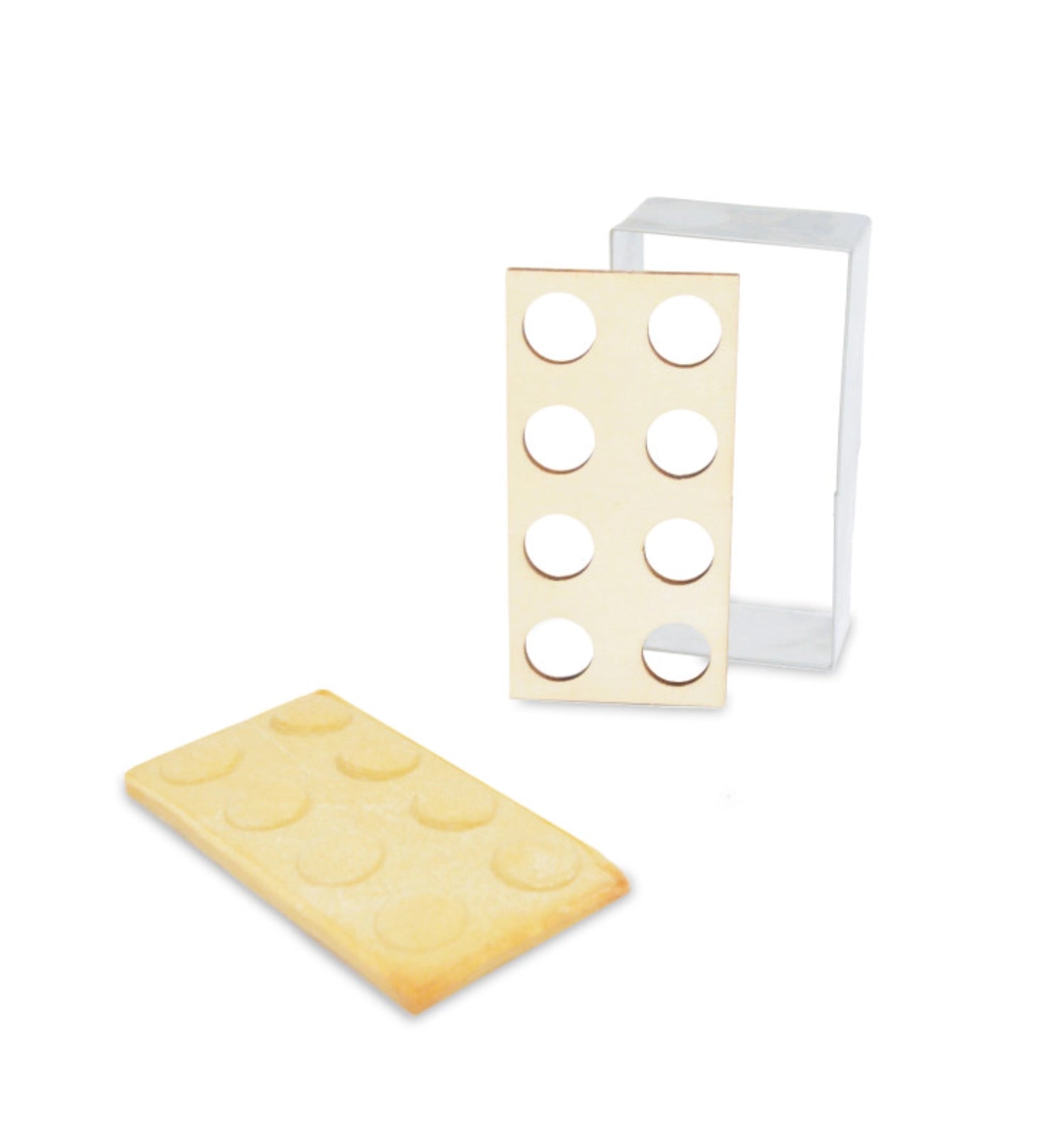 Cookie cutter and wooden embosser brick