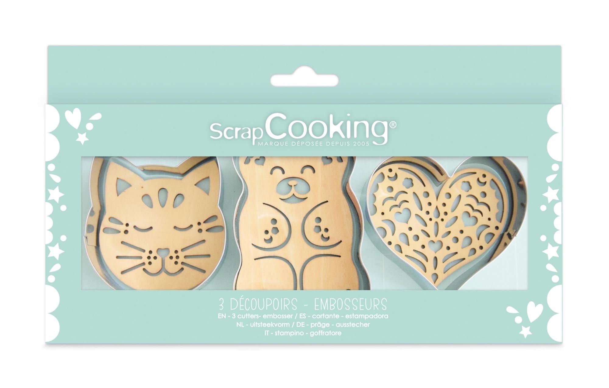 Kreative Backkunst: 3er Set Ausstecher & Präger von Scrap Cooking.