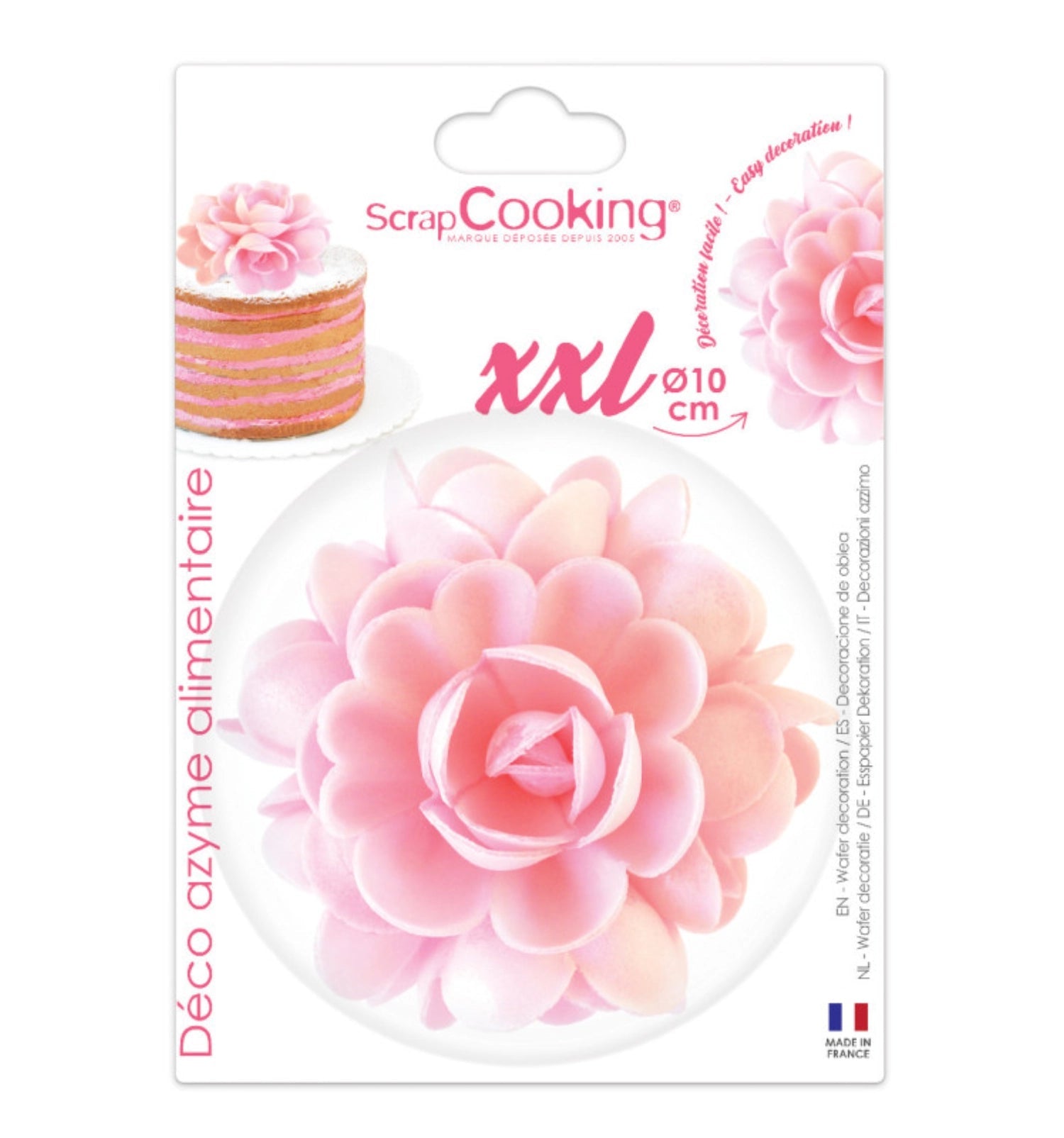 Großer pinker Wafer Cake Topper 10cm von Scrap Cooking für Torten.