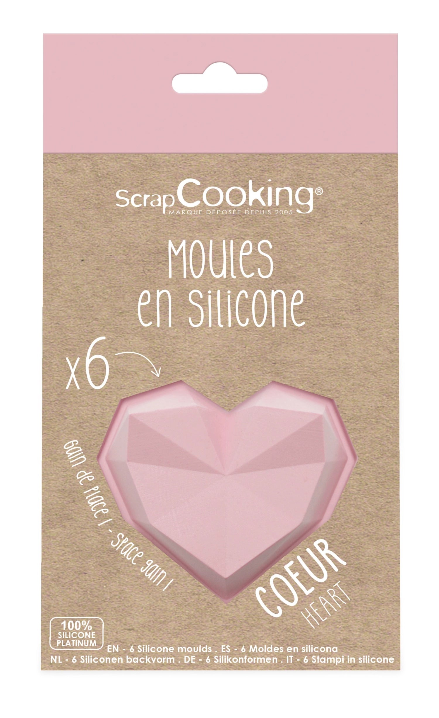 Set of 6 silicone mold diamond hearts