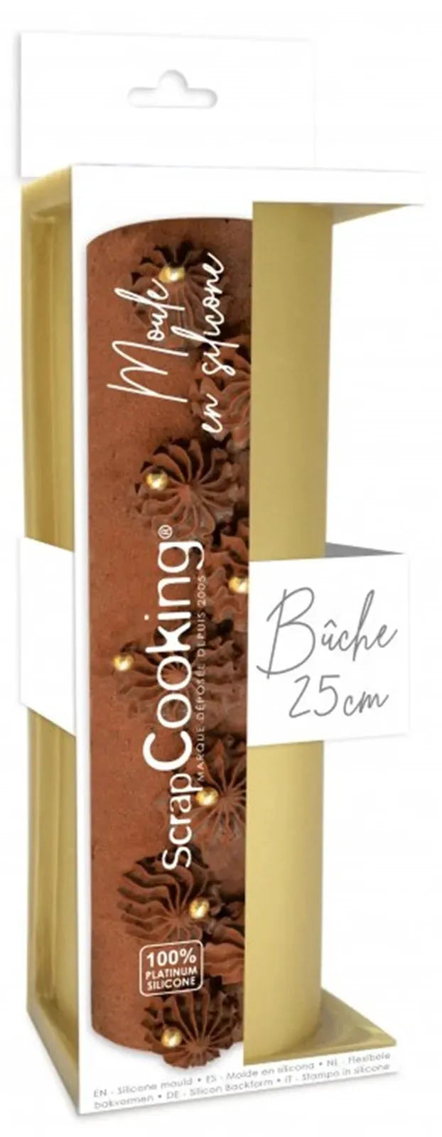 Kreieren Sie exquisite Bûche-Kuchen mit der 25cm Silikonform von Scrap Cooking.