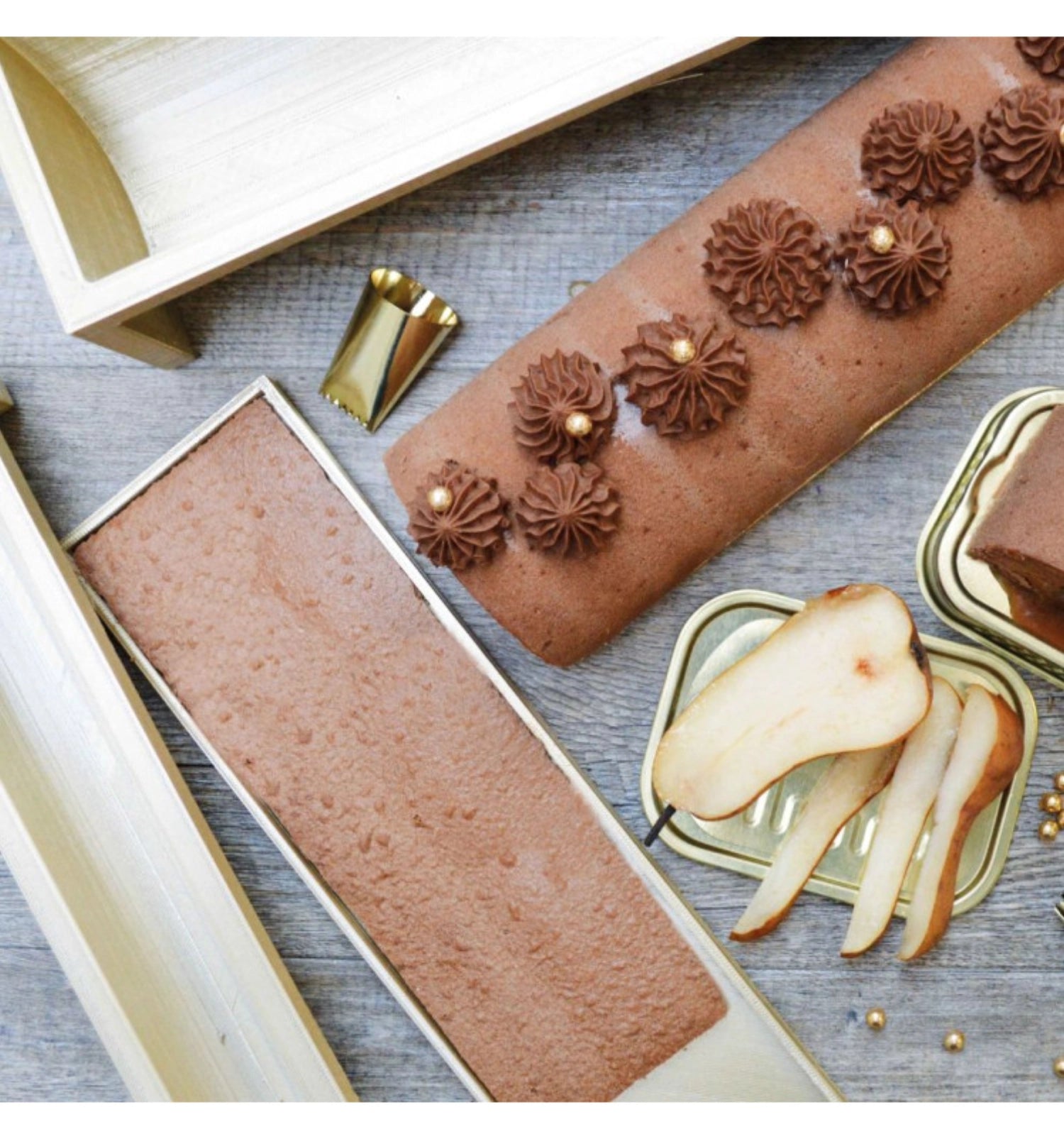 Silikon-Backmatte mit Rand Bûche 30x8cm