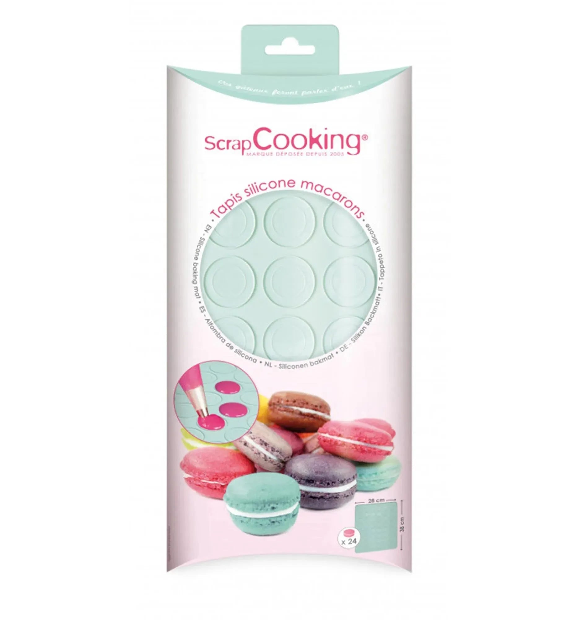 Perfekte Macarons mit der Scrap Cooking Matte: 30x40cm, 48 Stück, aus langlebigem Platinum-Silikon, antihaftend und spülmaschinenfest.