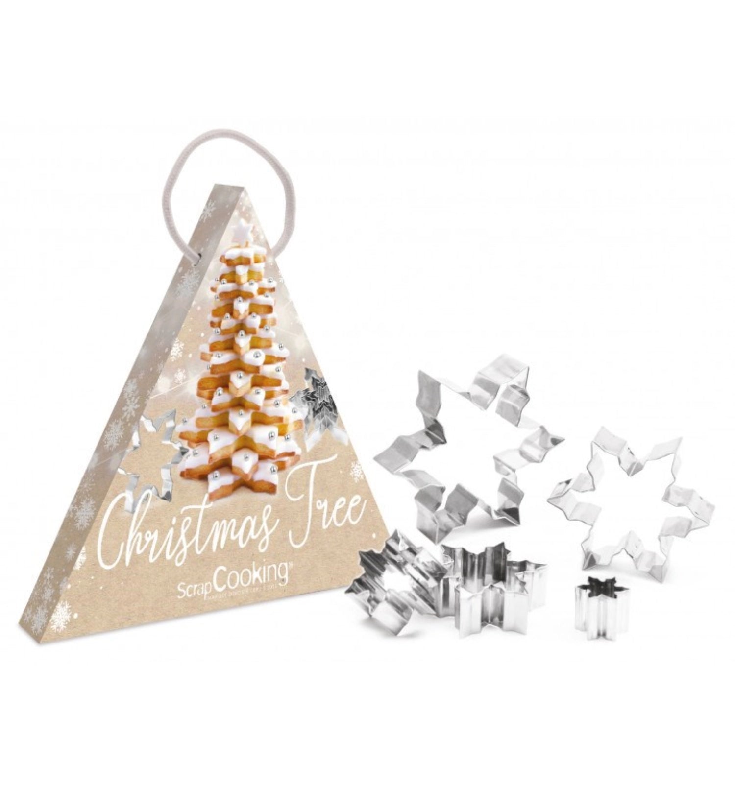 Set aus 5 Weihnachtsbaum-Ausstechern von Scrap Cooking, ideal für kreative Plätzchen und Dekorationen in der Weihnachtszeit.
