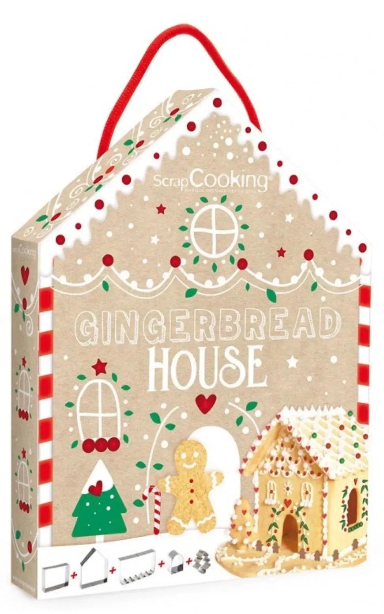 5-tlg. Set Ausstecher für Lebkuchenhaus, robust, präzise, ideal für kreative Weihnachtsbäckerei.