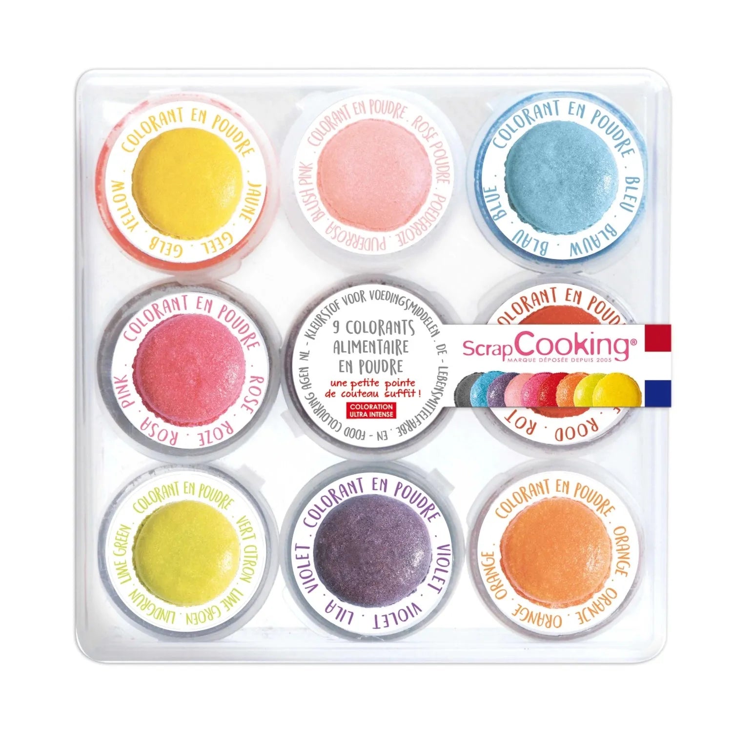 9er Set künstliche Lebensmittelfarben von Scrap Cooking: 9 lebendige, geschmackneutrale Farben, vegan, glutenfrei, ideal für Backen & Kochen.