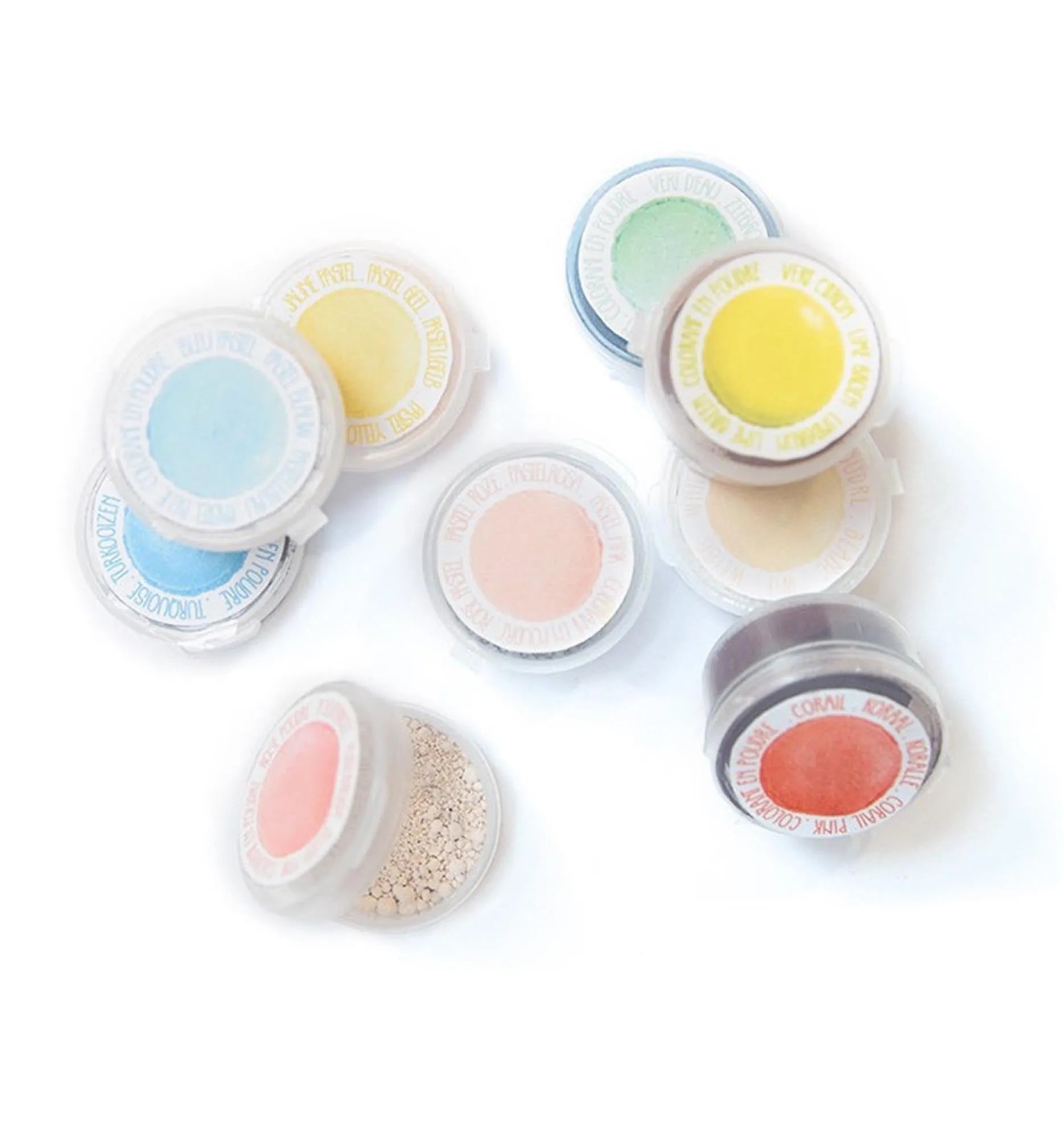 9 zarte Pastell-Pulverfarben für kreative Backideen von Scrap Cooking.