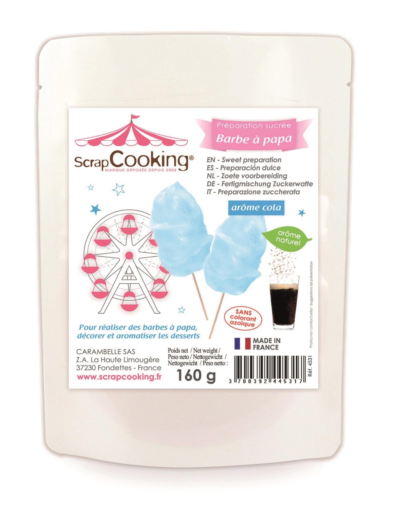 Erleben Sie süsse Nostalgie mit Scrap Cooking's Cola Zuckerwatte-Mix! Perfekt für Partys und unvergessliche Momente.