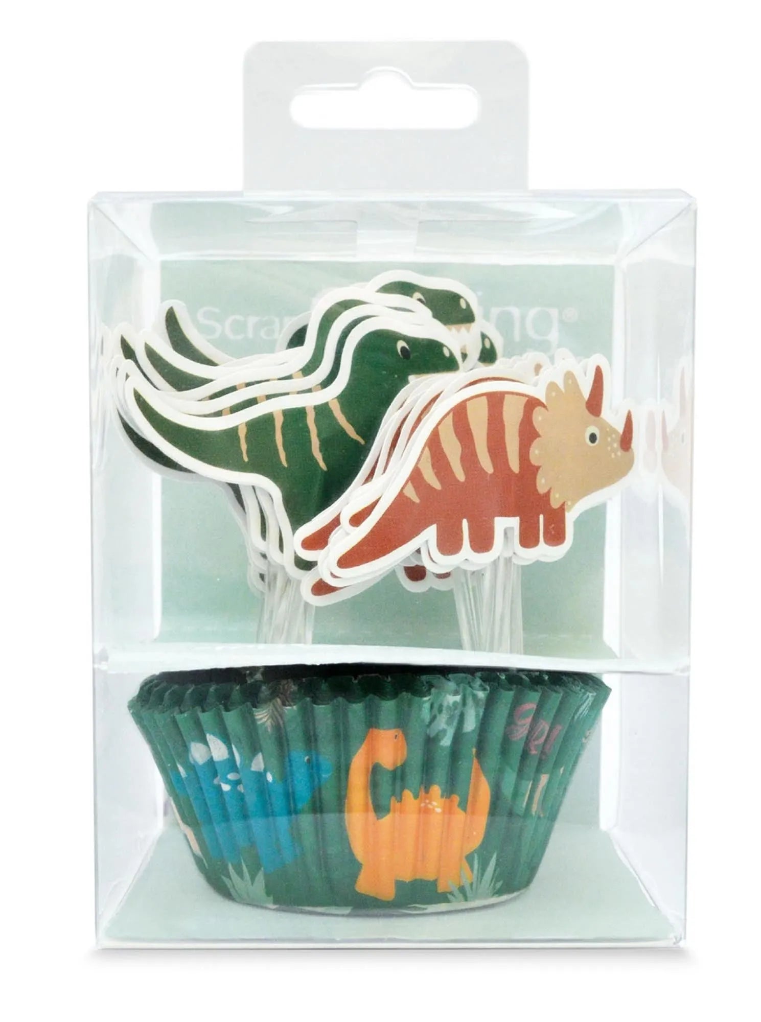 24 Dino-Cupcakeförmchen & Toppers von Scrap Cooking: Kreativ backen mit hitzebeständigem Papier und niedlichen Dino-Dekoren!