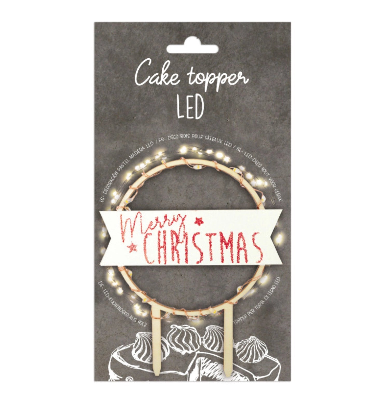 Strahlender LED-Cake Topper "Merry Christmas" von Scrap Cooking.