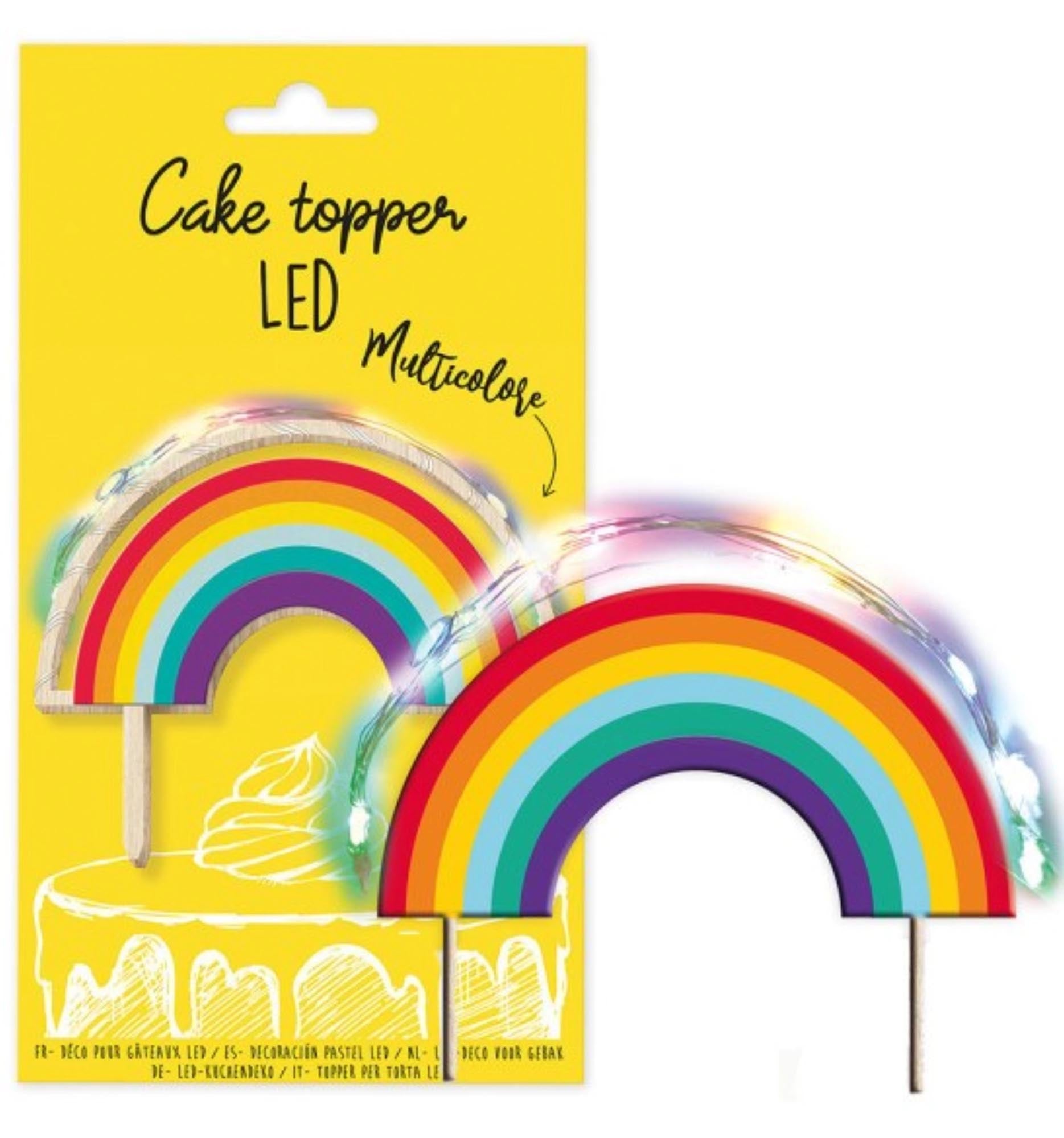 Bunter LED-Regenbogen Cake Topper von Scrap Cooking für Torten.