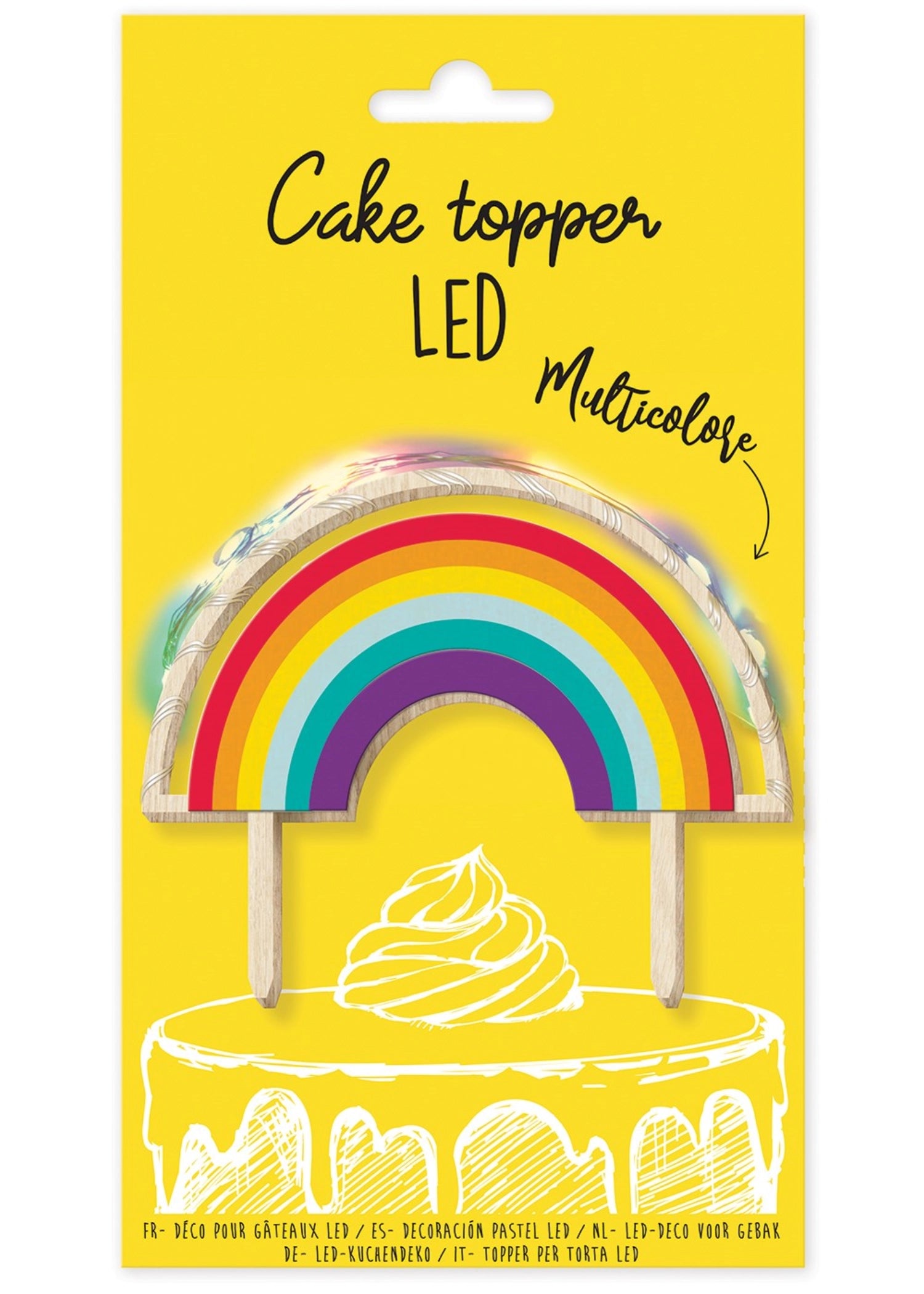 Topper per torta con illuminazione a led arcobaleno